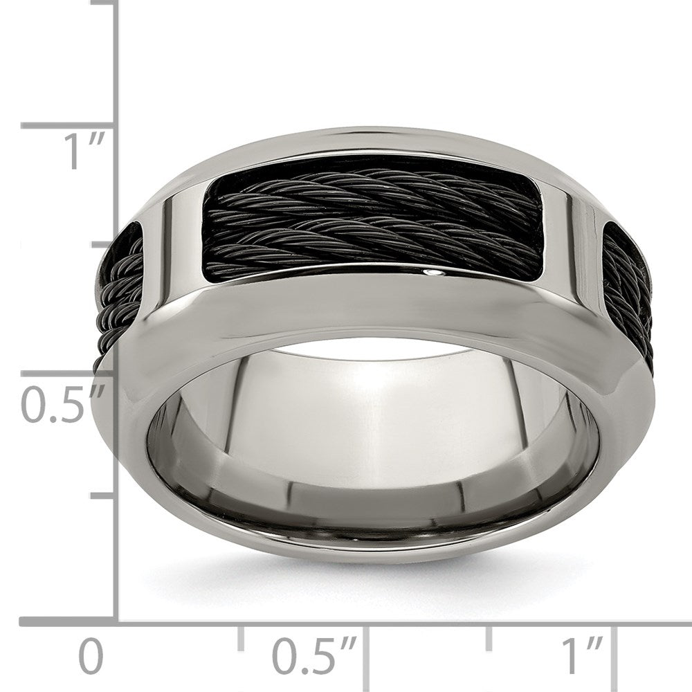 Edward Mirell Stainless Steel and Black Ti Double Cable 10.75mm Band