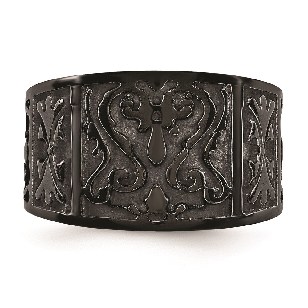 Edward Mirell Black Ti Flat Casted Design 14mm Ring
