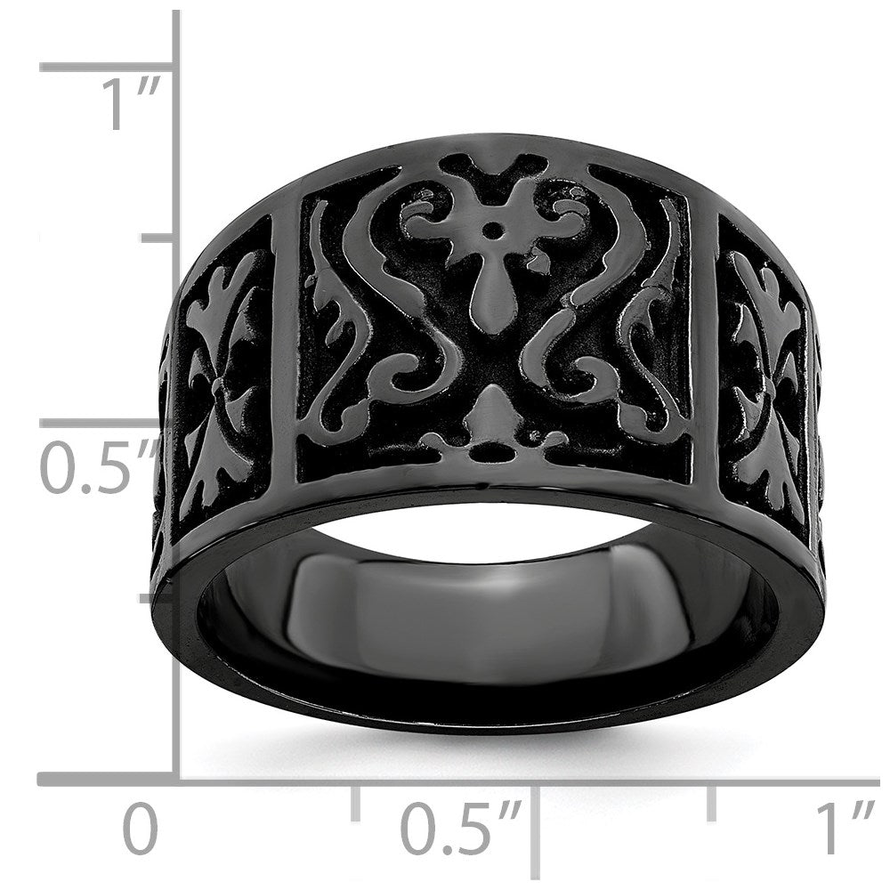 Edward Mirell Black Ti Flat Casted Design 14mm Ring