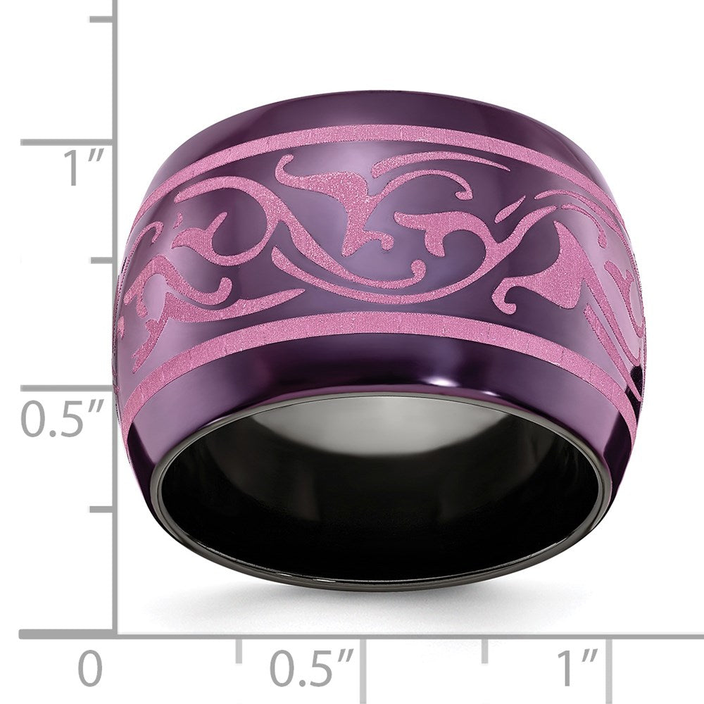 Edward Mirell Black Ti Anodized Pink Domed Band