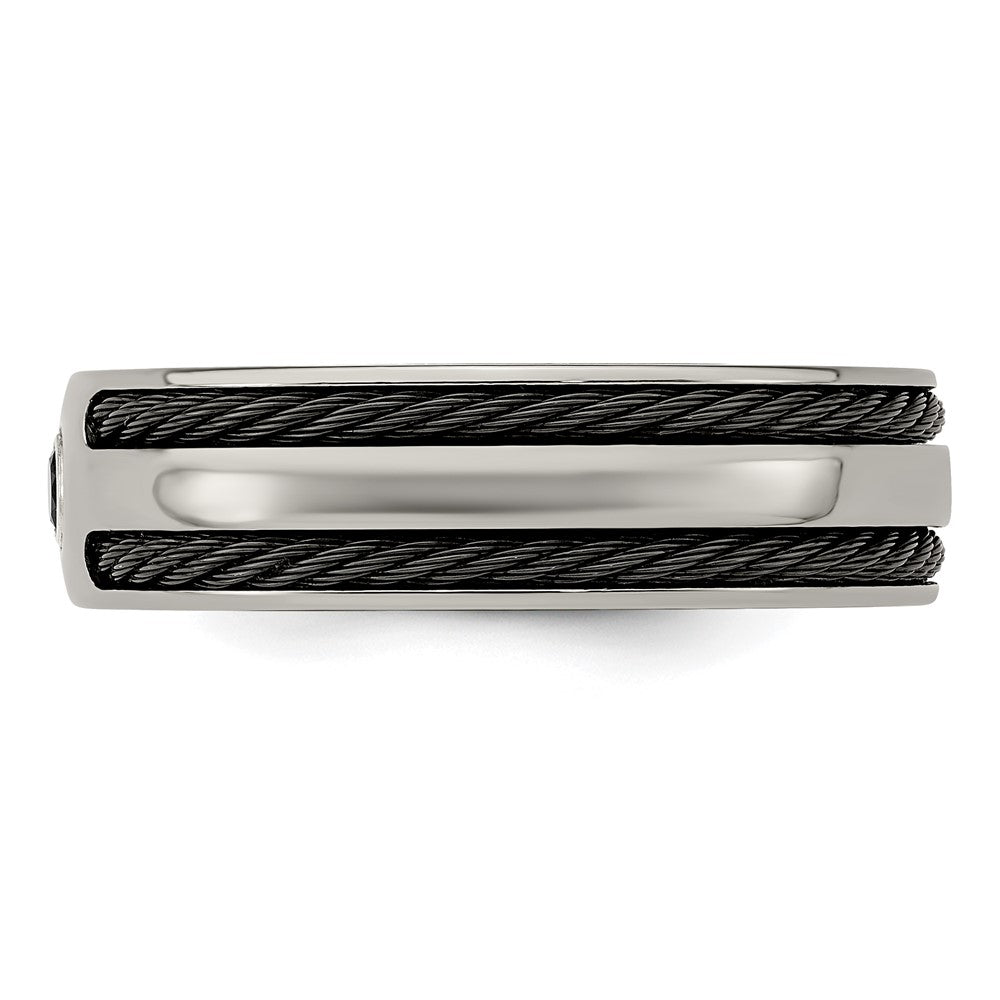 Edward Mirell Titanium Spinel w/Argentium Silver Bezel & Cable 7mm Ring