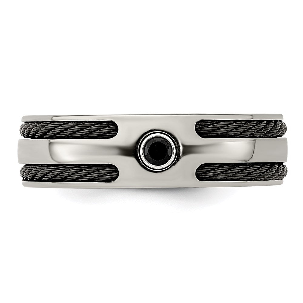 Edward Mirell Titanium Spinel w/Argentium Silver Bezel & Cable 7mm Ring