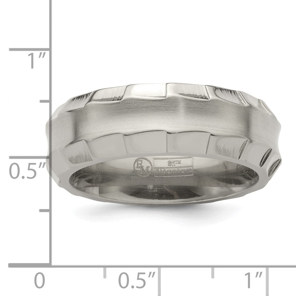 Edward Mirell Titanium Faceted Edge Brushed/Polished 8mm Concave Band Size 9.5