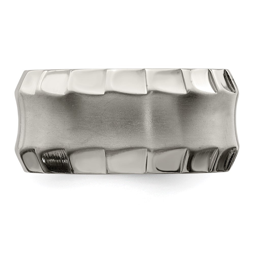 Edward Mirell Titanium Faceted Edge Brushed/Polished 12mm Concave Band Size 11.5