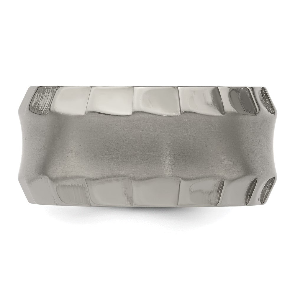 Edward Mirell Titanium Faceted Edge Brushed/Polished 12mm Concave Band Size 11.5