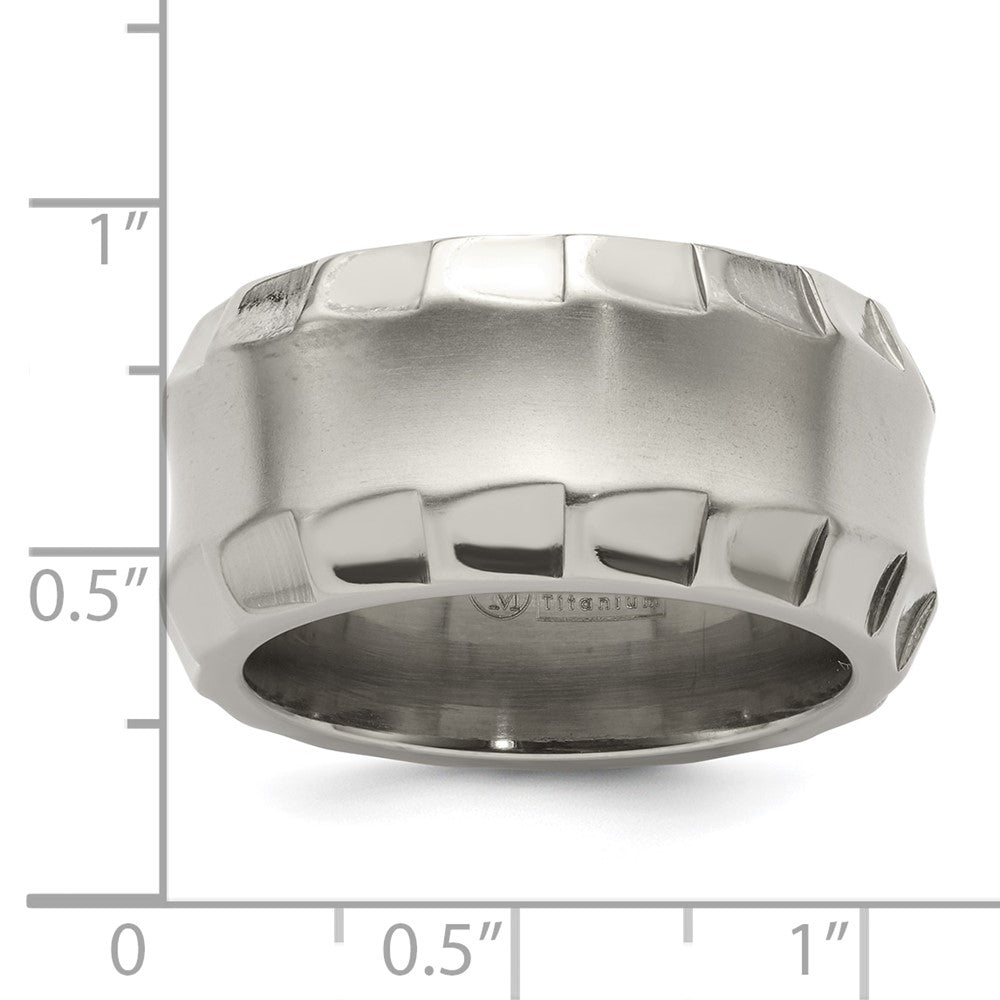 Edward Mirell Titanium Faceted Edge Brushed/Polished 12mm Concave Band Size 8