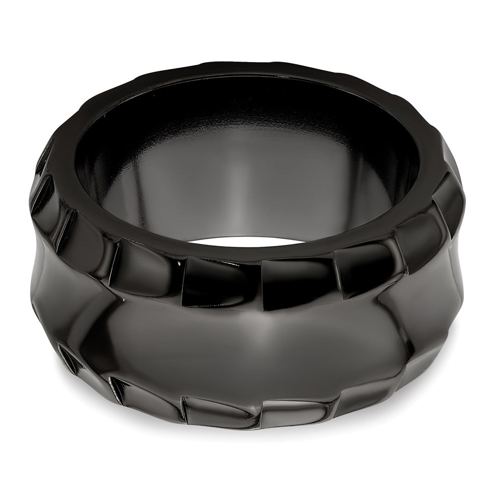 Edward Mirell Black Ti Faceted Edges Polished 12mm Ring