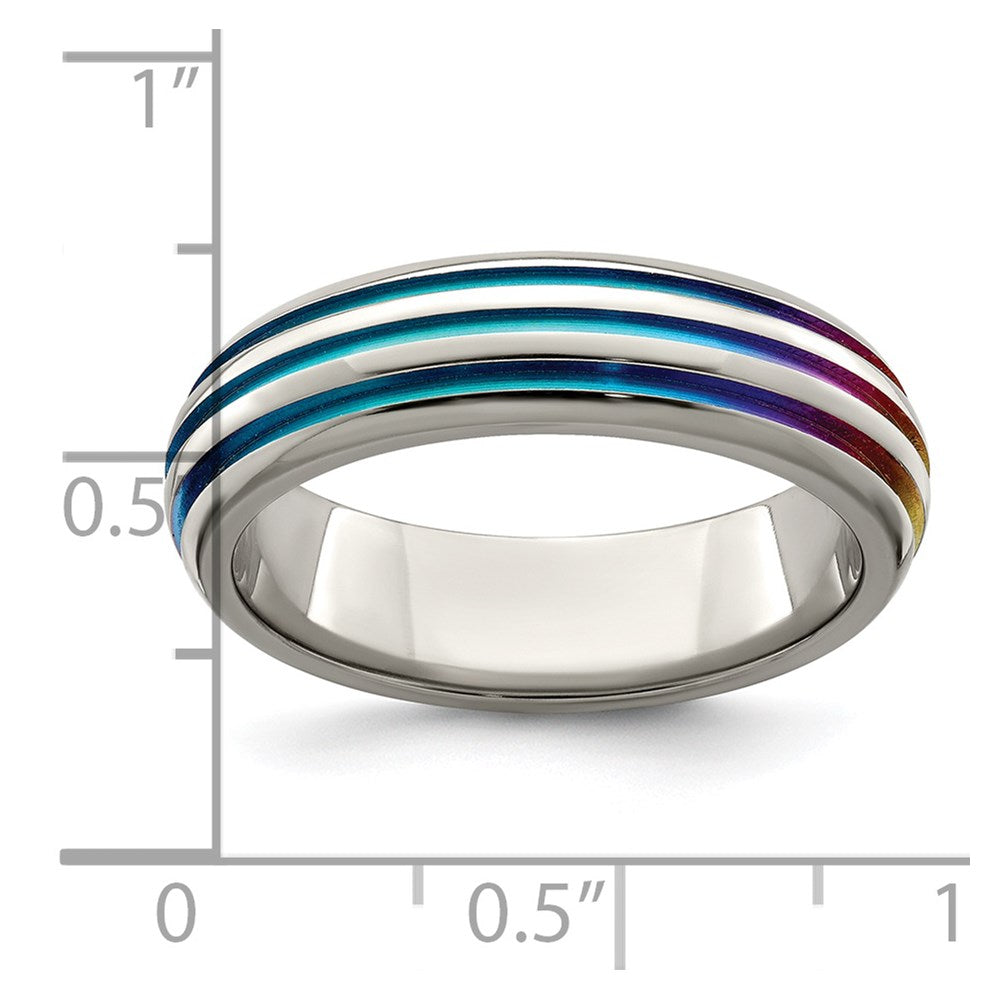 Edward Mirell Titanium Triple Groove Multi-color Anodized Ring