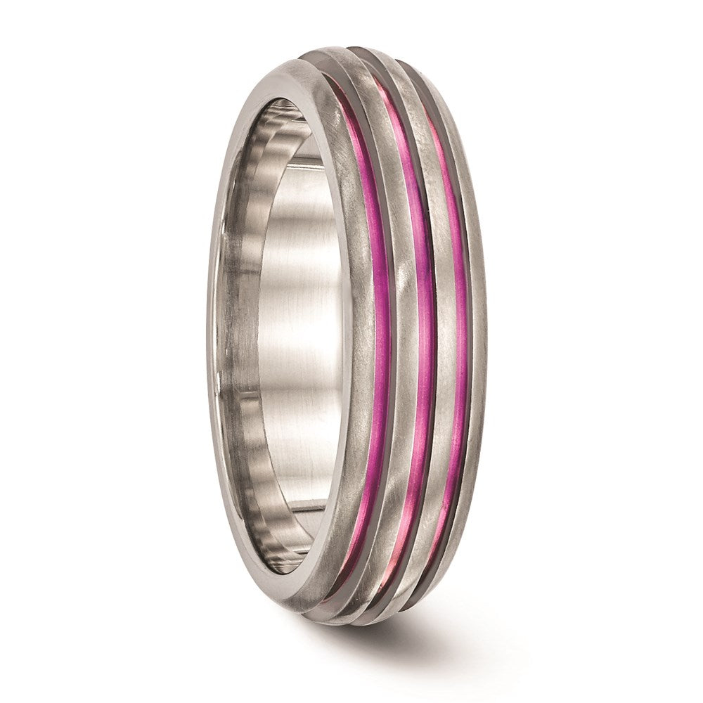 Edward Mirell Titanium Pink Anodized Triple Groove 6mm Band
