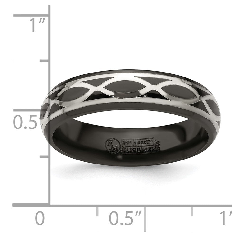 Edward Mirell Black Ti and Argentium Sterling Silver Brushed/Polished Infinity Design 6mm Domed Band