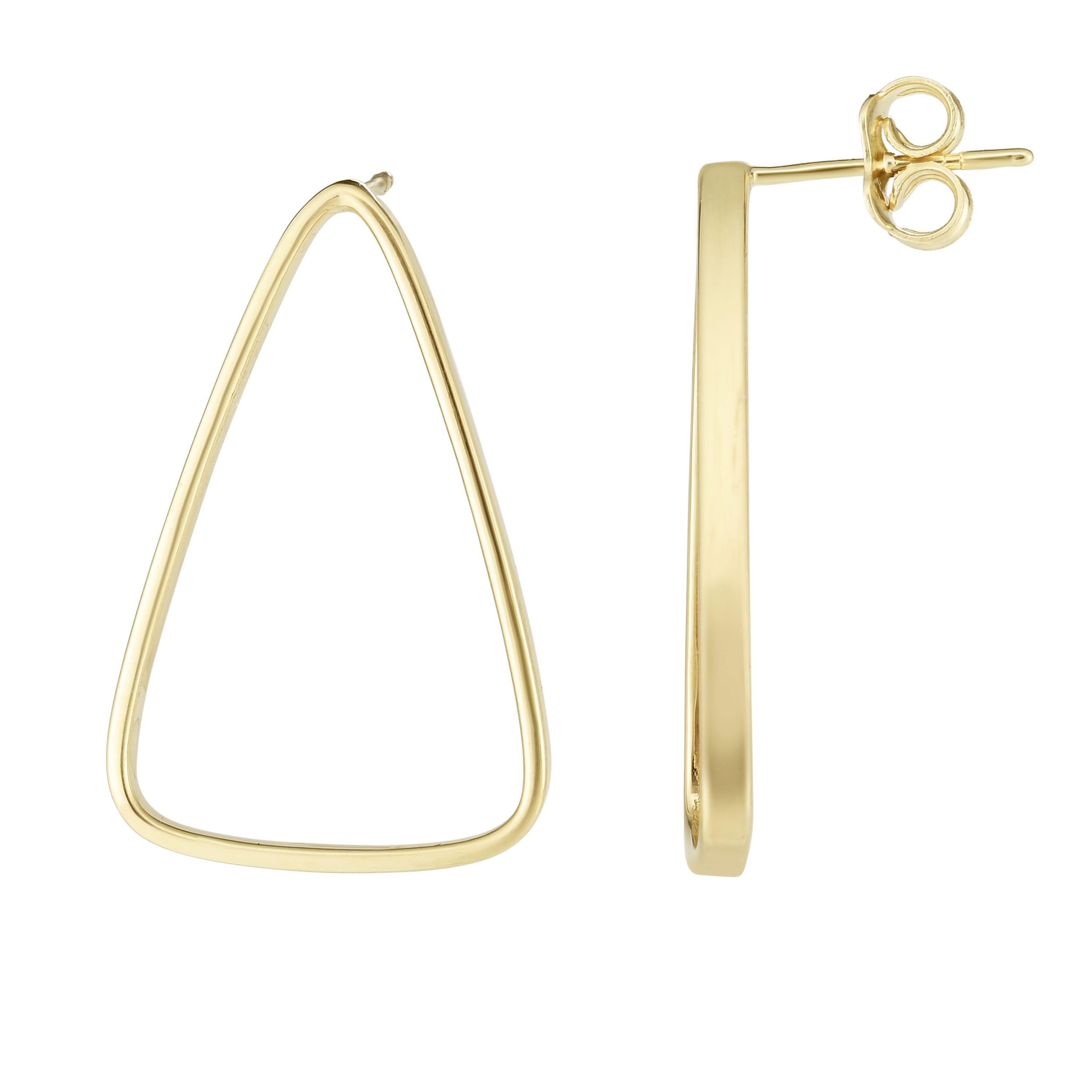 14K Yellow Gold Large Open Triangle Earring