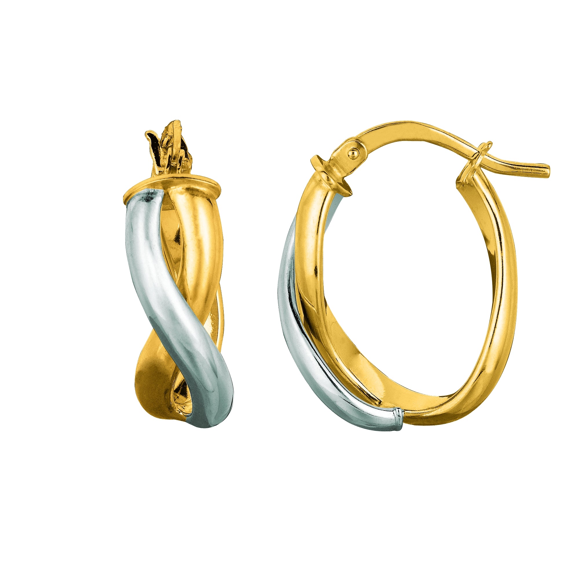 14K Yellow And White Gold Freeform Hoop Earring