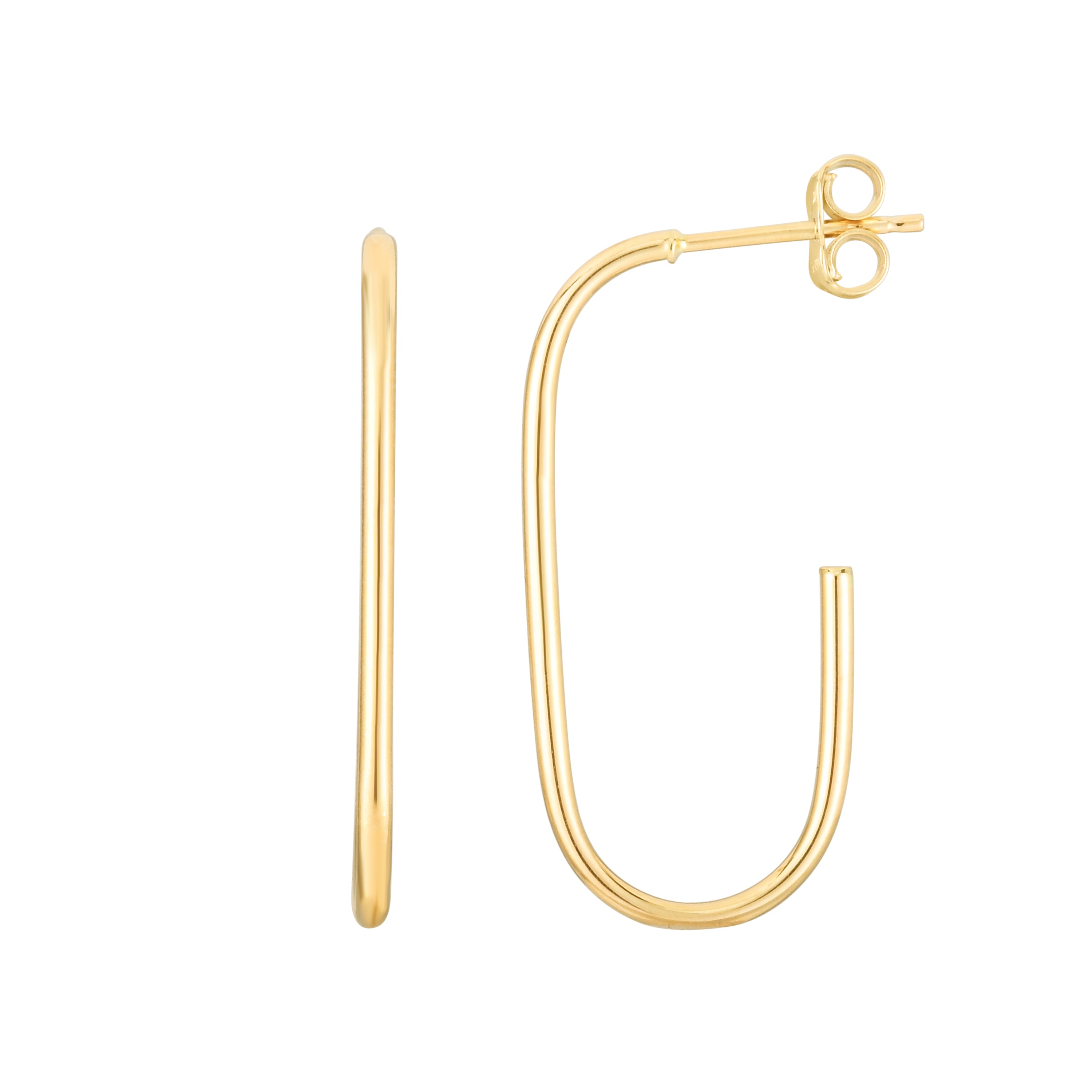14K Yellow Gold Polished Paperclip Inspired J Hoop