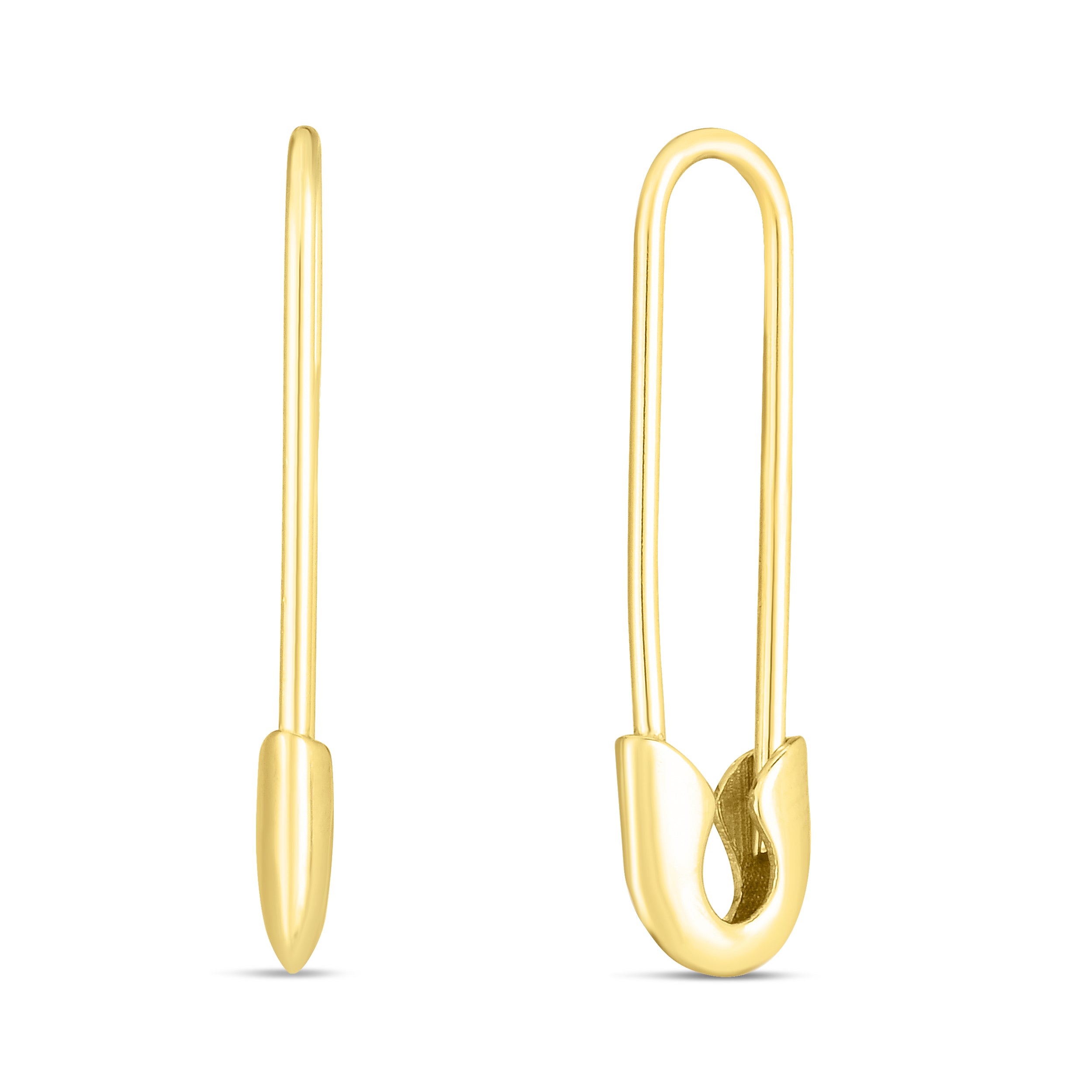 14K Yellow Gold Polished Safety Pin Earring