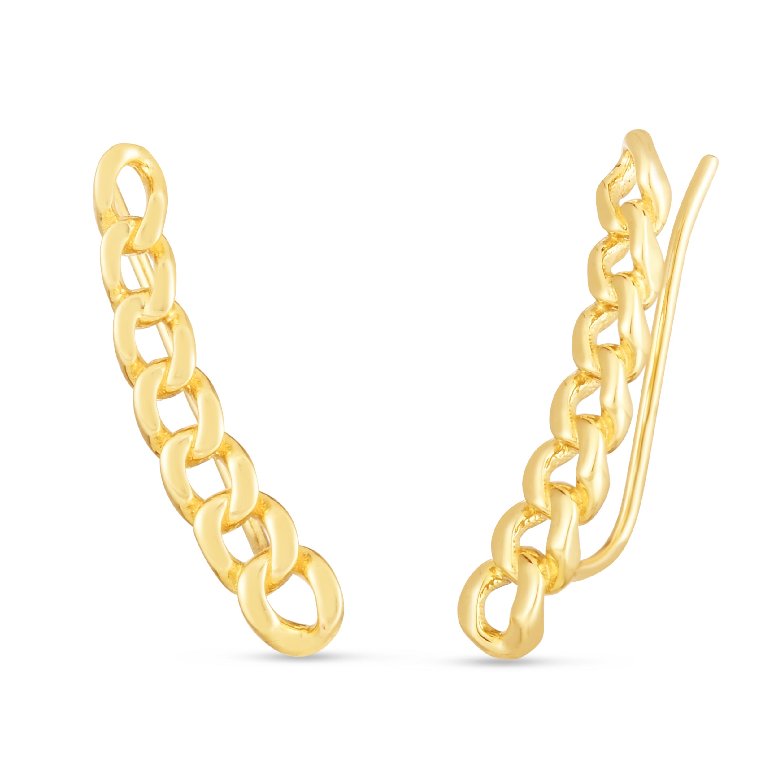 14K Yellow Gold Curb Climber Earring with Euro Wire