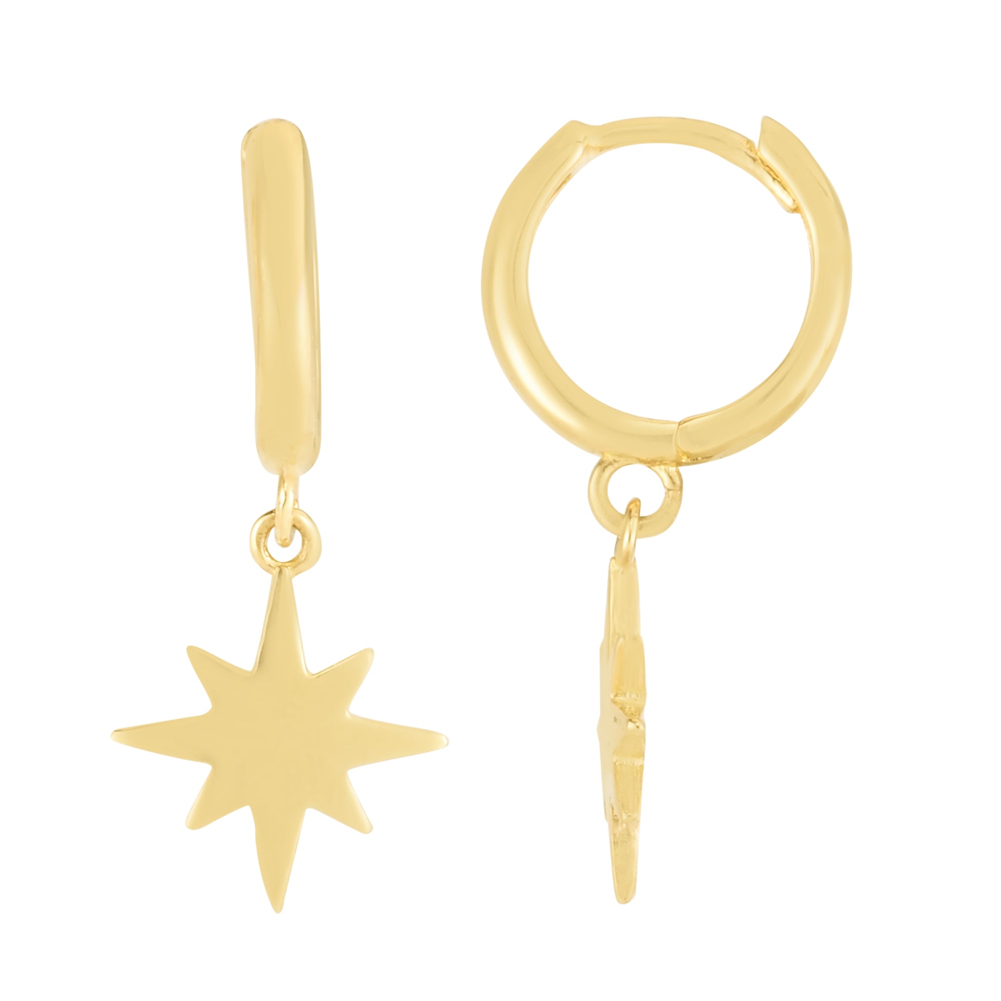14K Yellow Gold Huggies with Star Dangling Charm