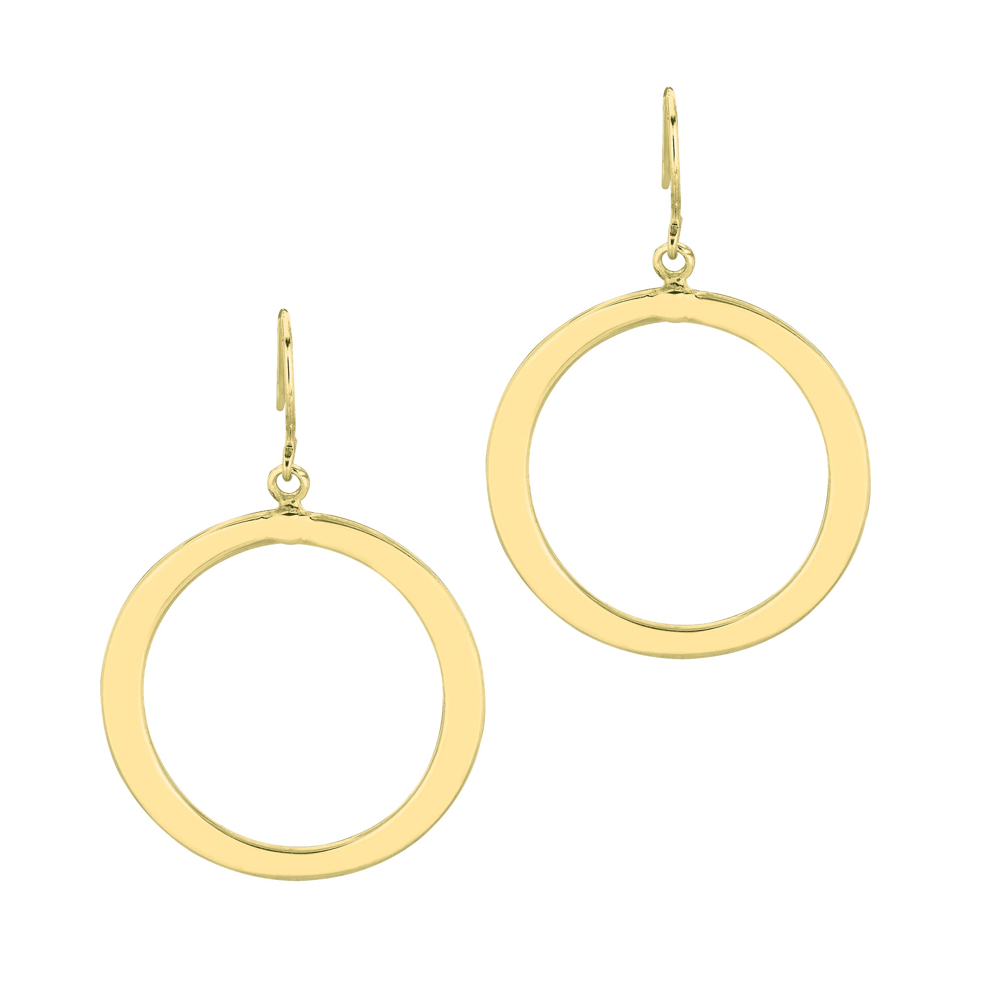 14K Yellow Gold Polished Open Circle Dangle Earring