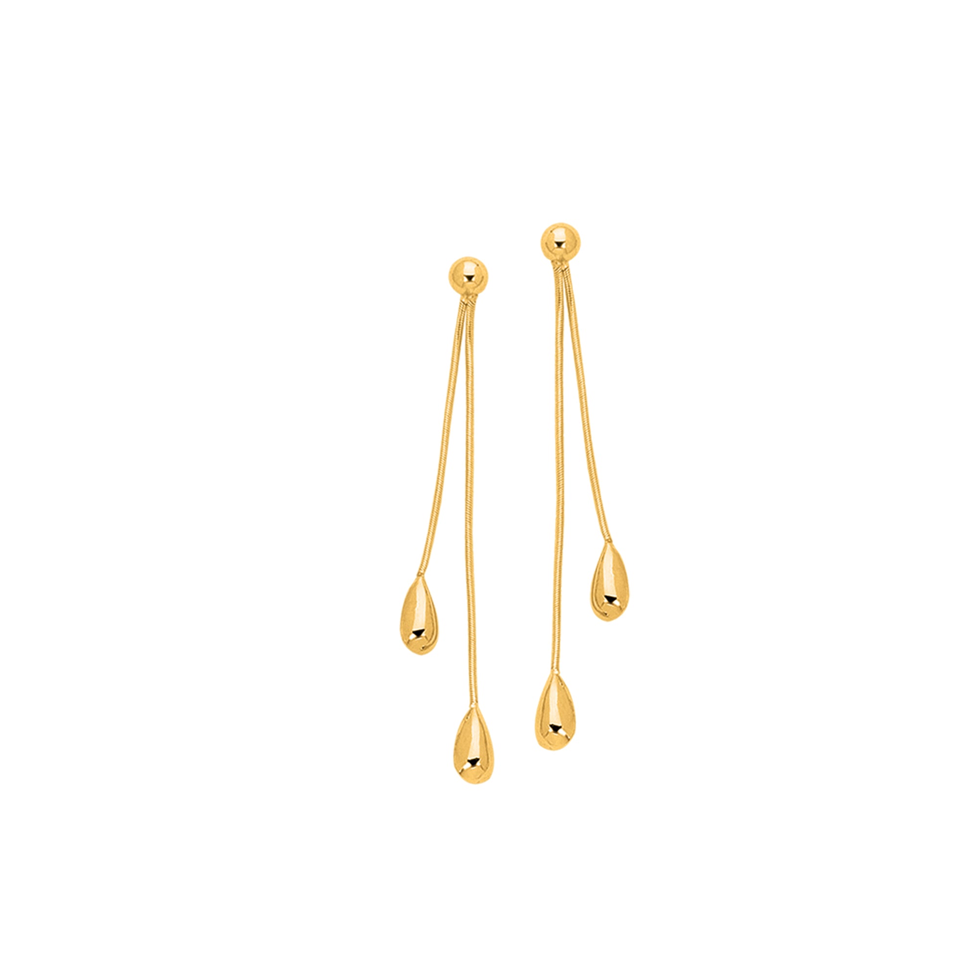 14K Yellow Gold Polished Double Tear Drop Earring