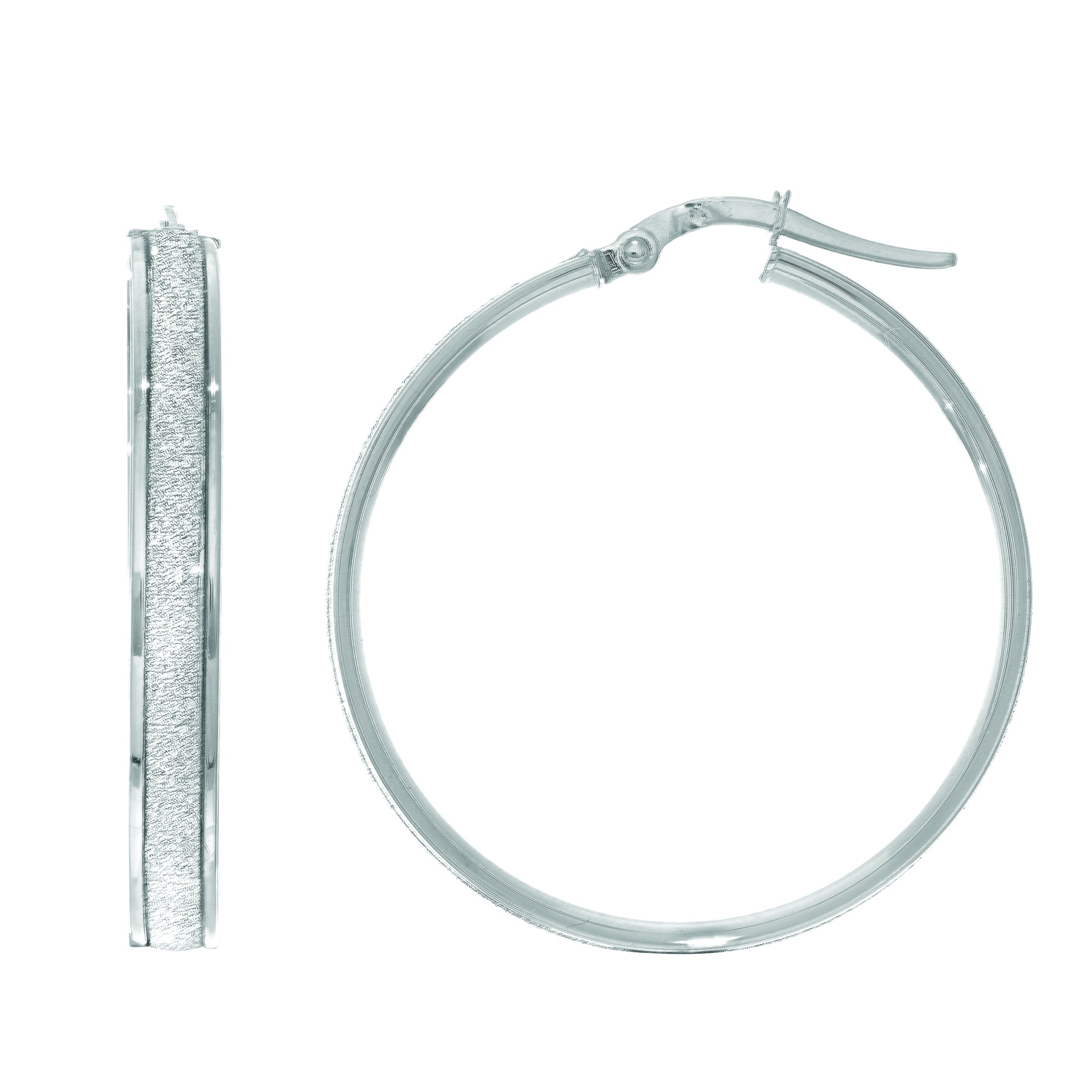 14K White Gold 30MM Glitter Hoop Earring