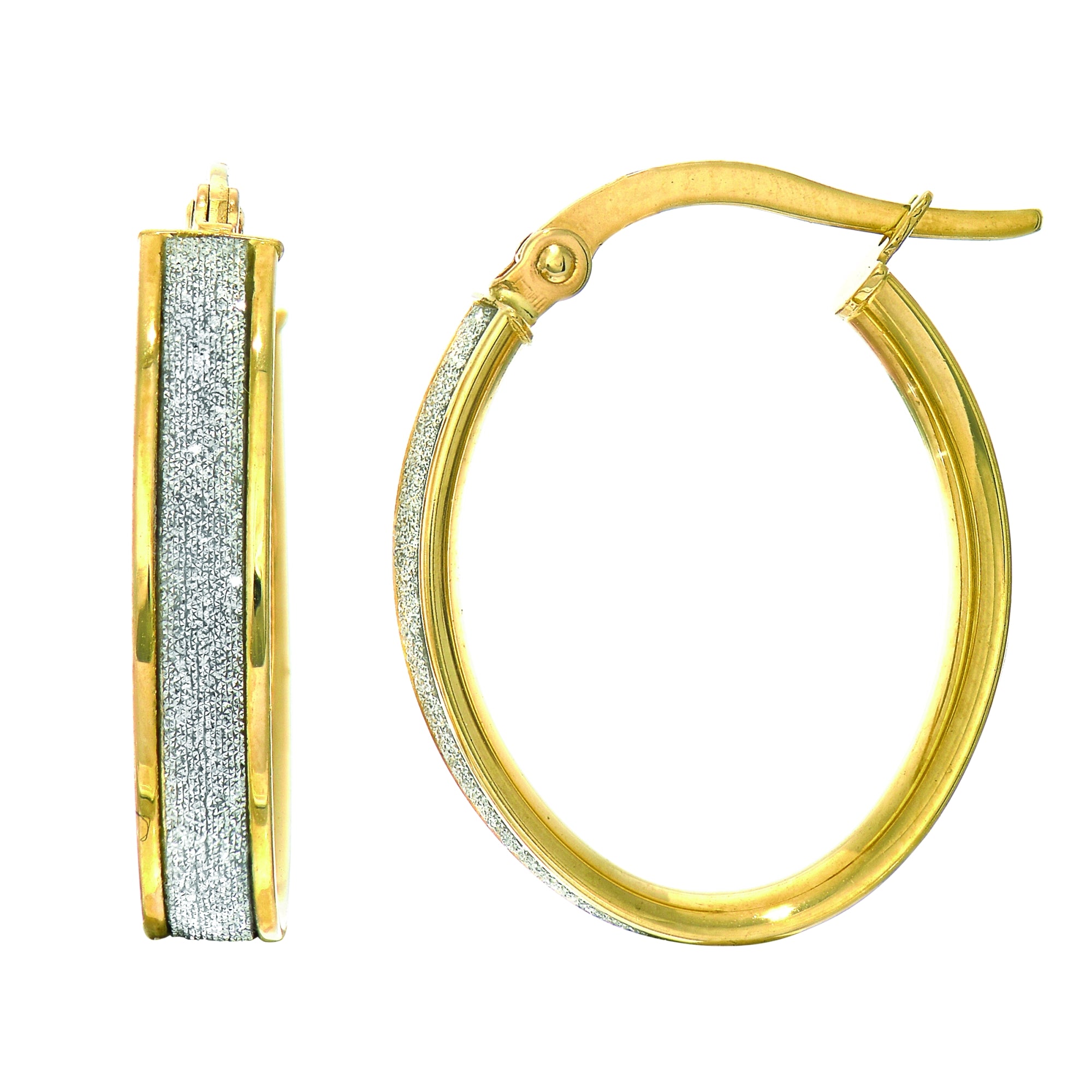 14K Yellow Gold 15Mm Glitter Hoop Earring