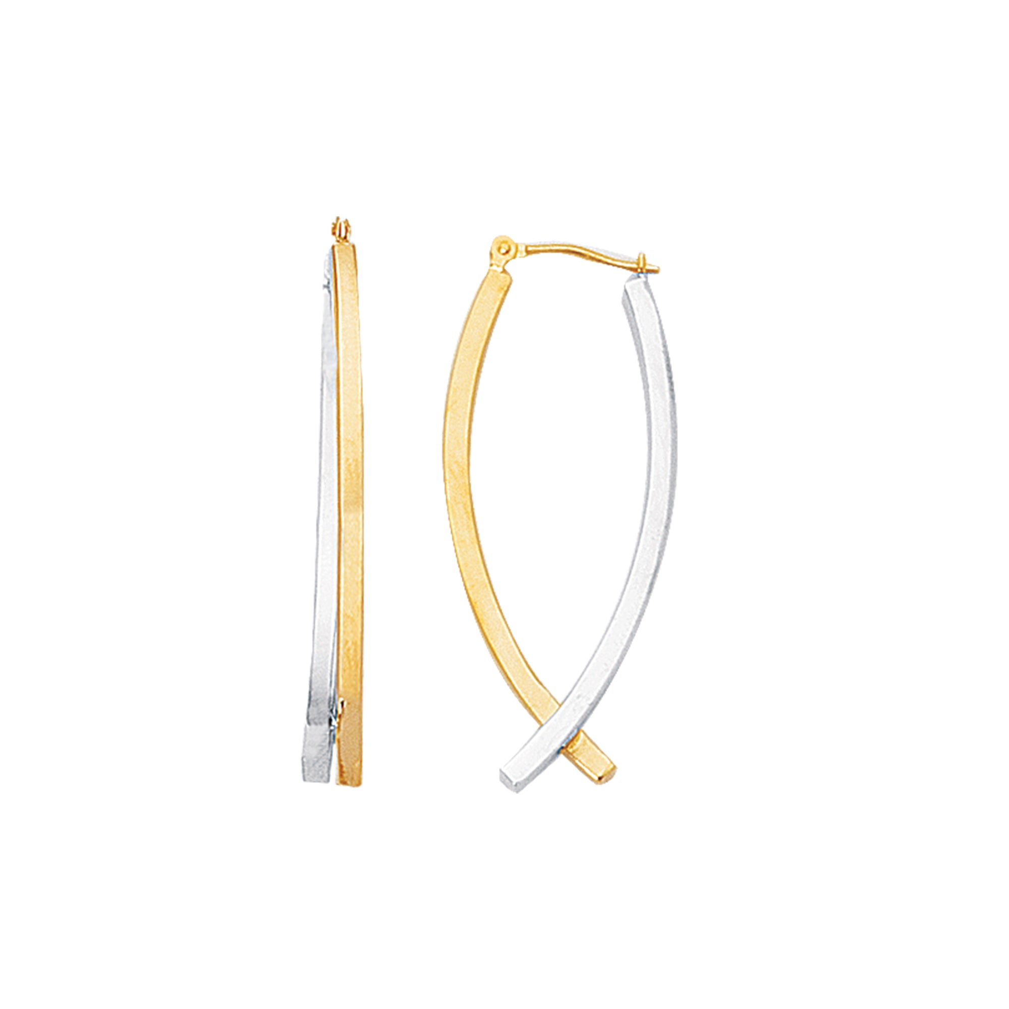 14K Yellow and White Gold Polished Hoop Earring