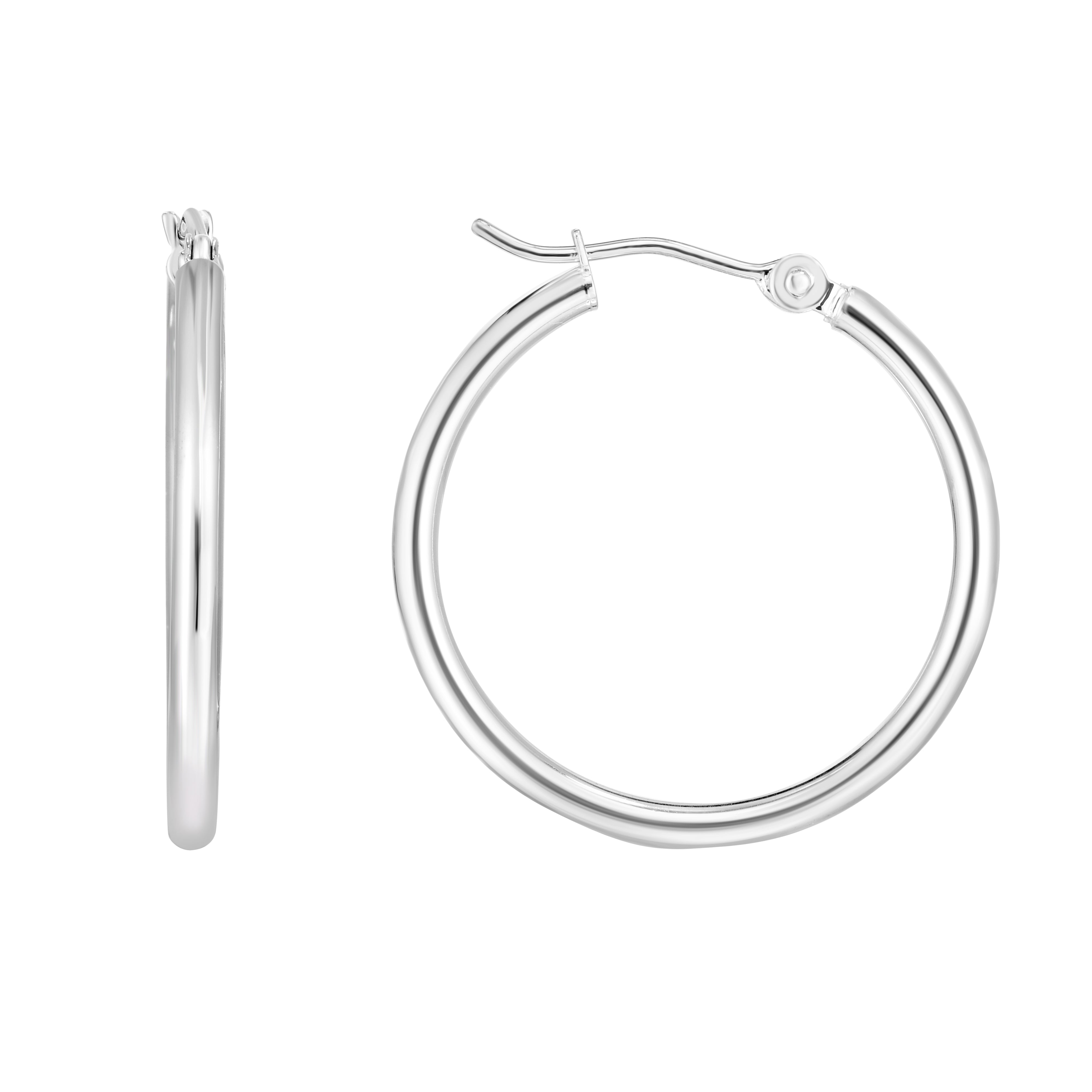 14K White Gold 2x25mm Hoop Earring