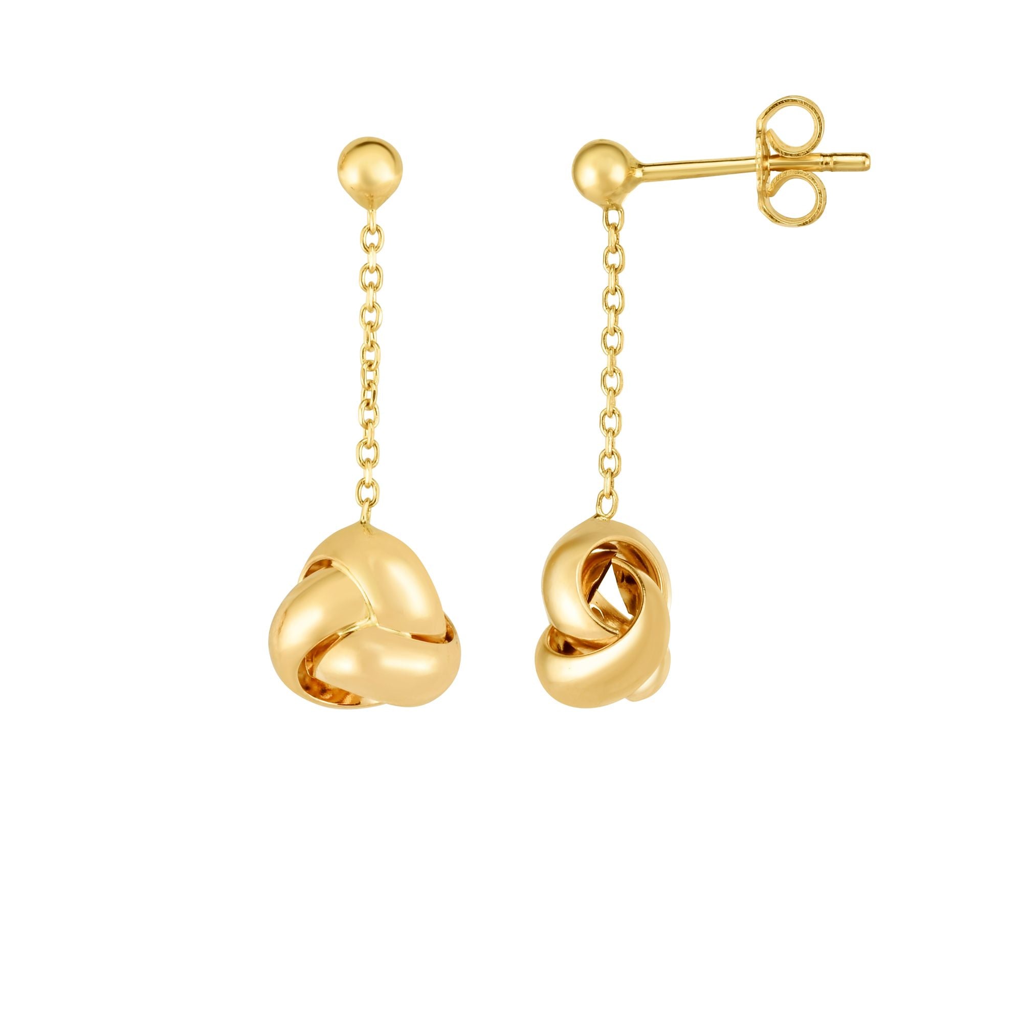 14K Yellow Gold Polished Love Knot Drop Earring