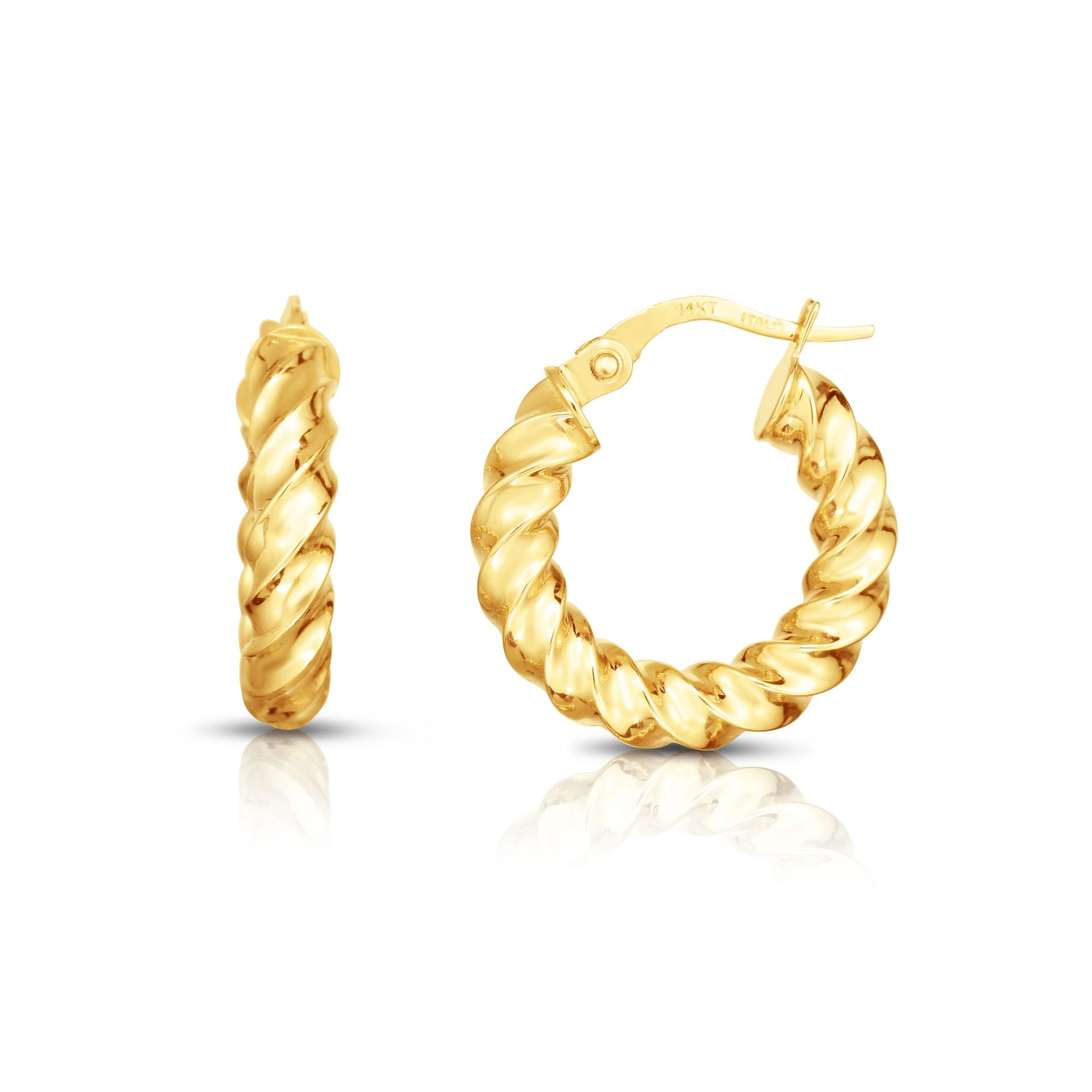 14K Yellow Gold Mini Twist Hoop Earring