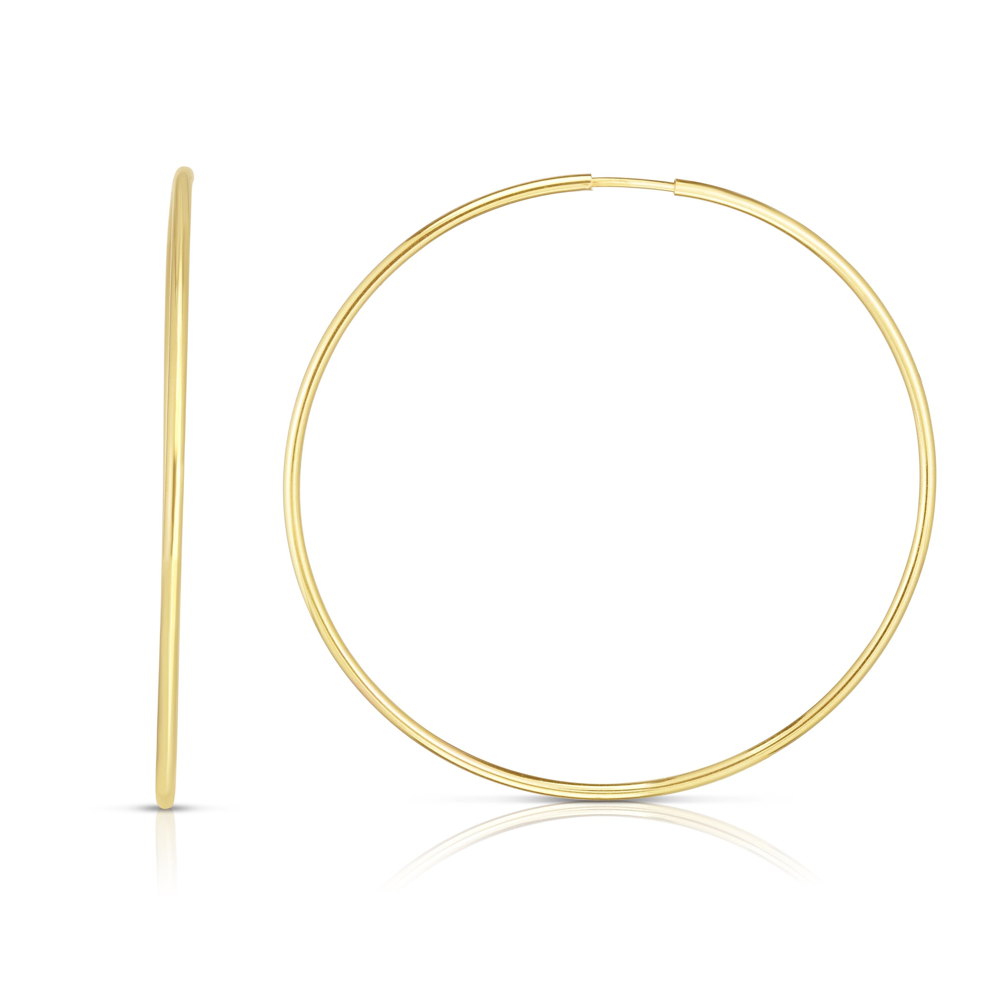 14K Yellow Gold 1.2x35mm Endless Hoop Earring