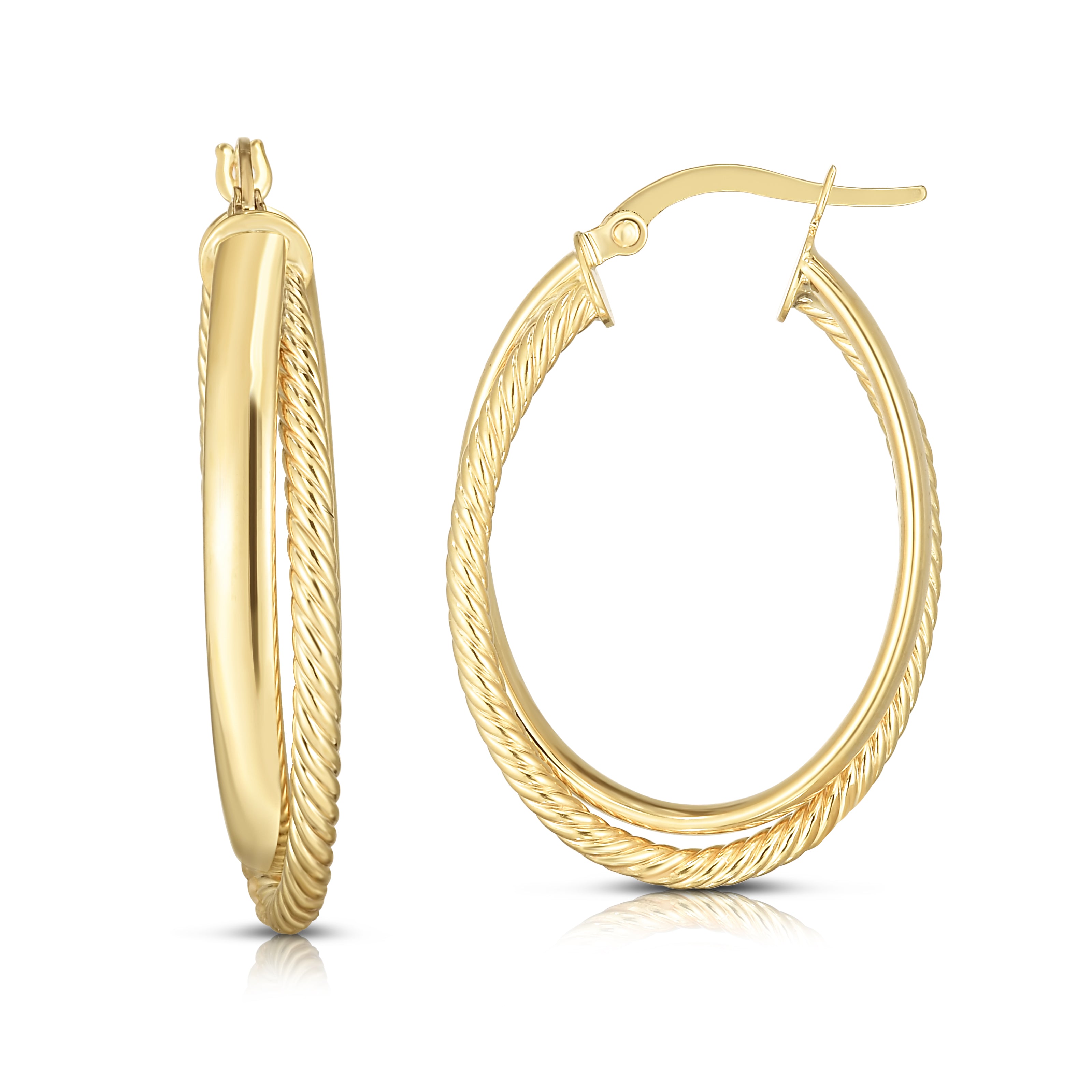 14K Yellow Gold Twist Hoop Earring