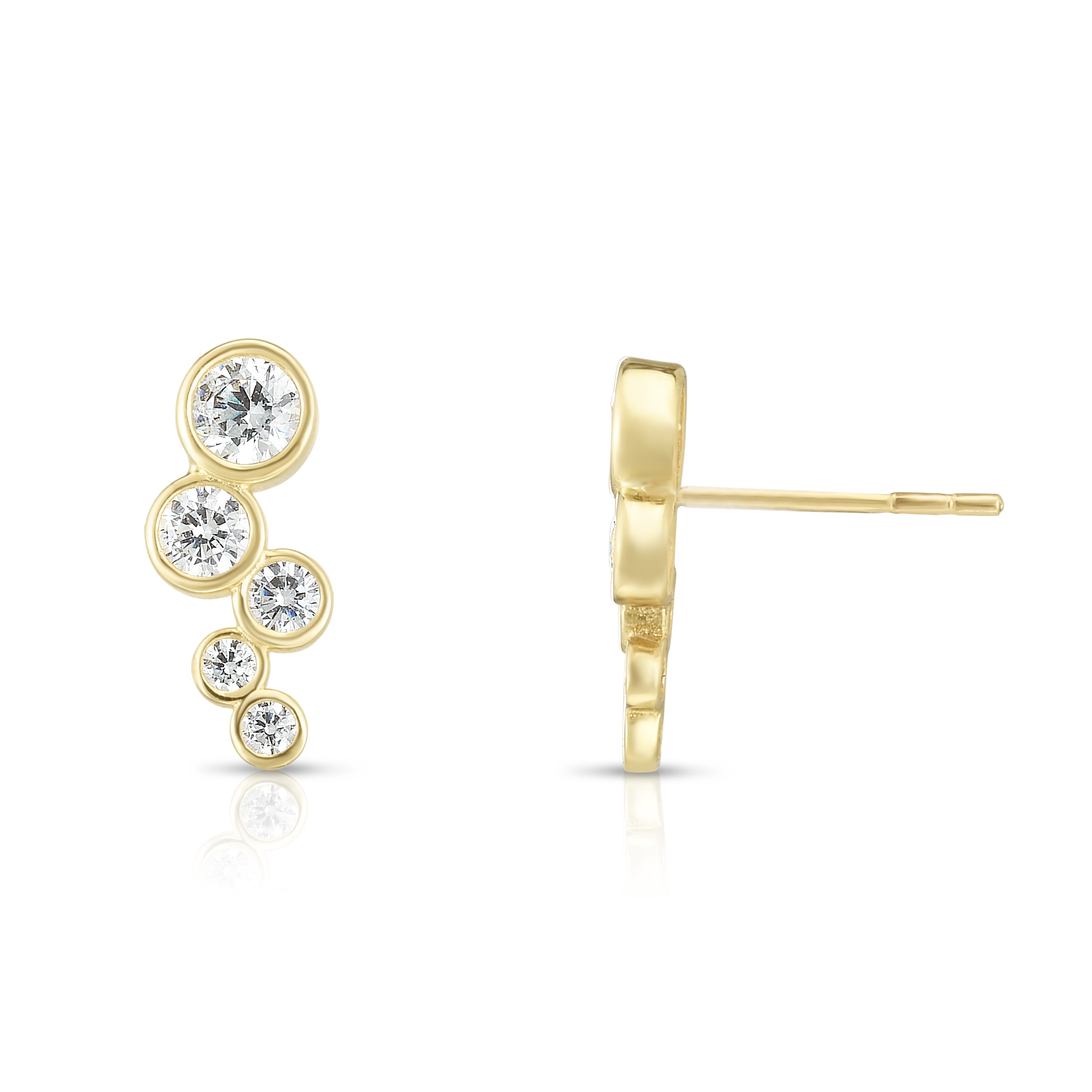 14K Yellow Gold Bezel Set Cz Ear Climber