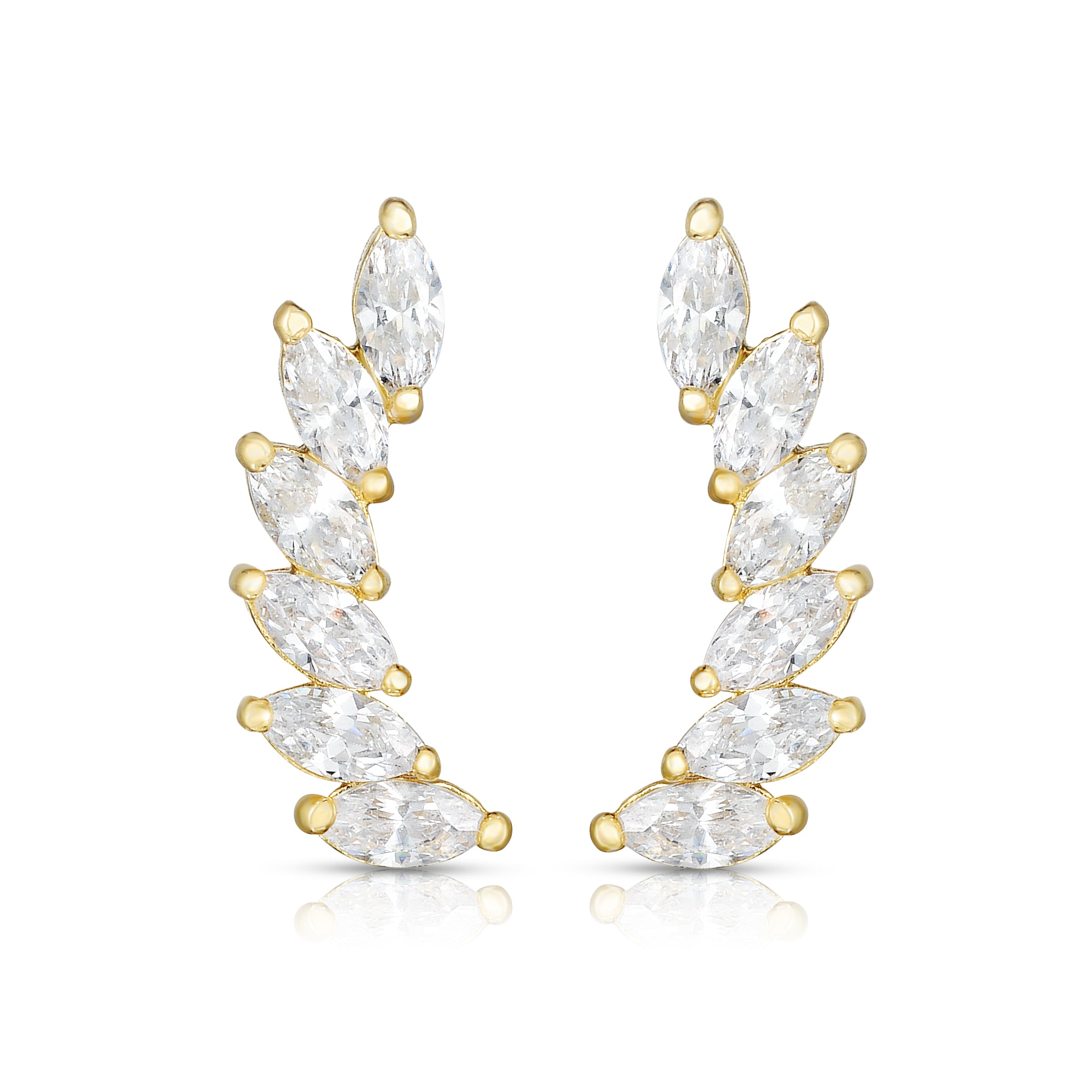 14K Yellow Gold Marquise Cz Ear Climber