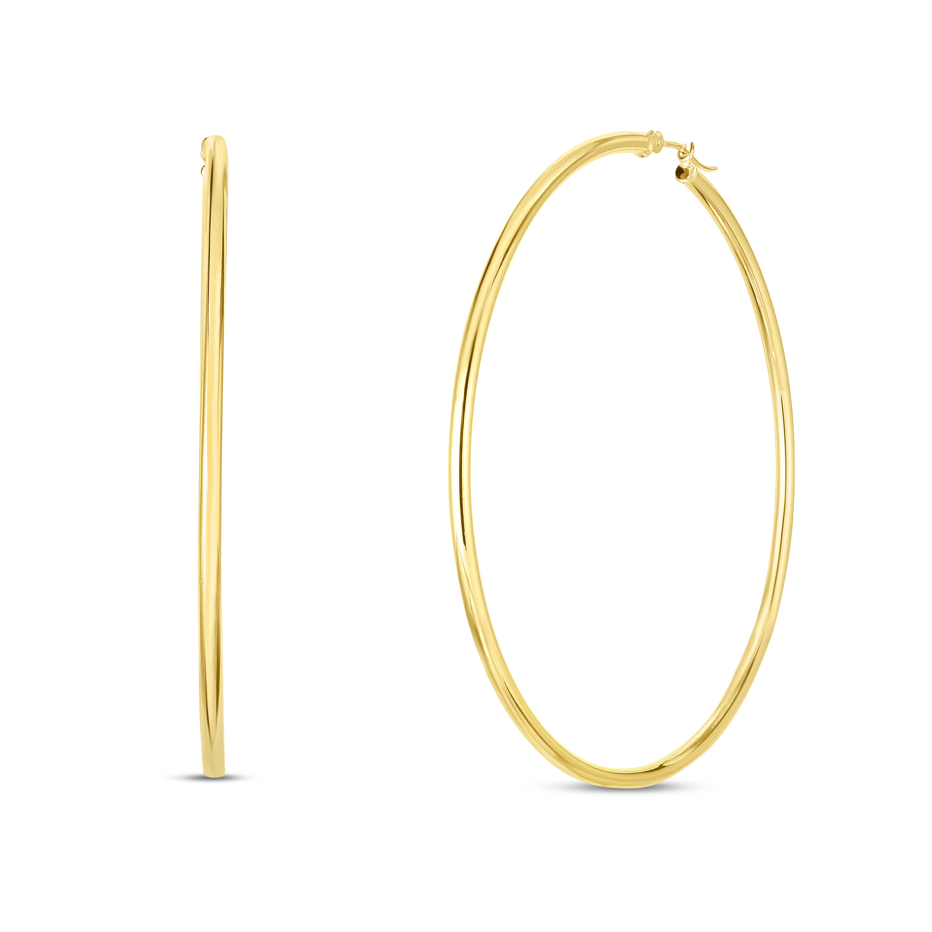 14K Yellow Gold 2x60mm Polished Hoop Earring