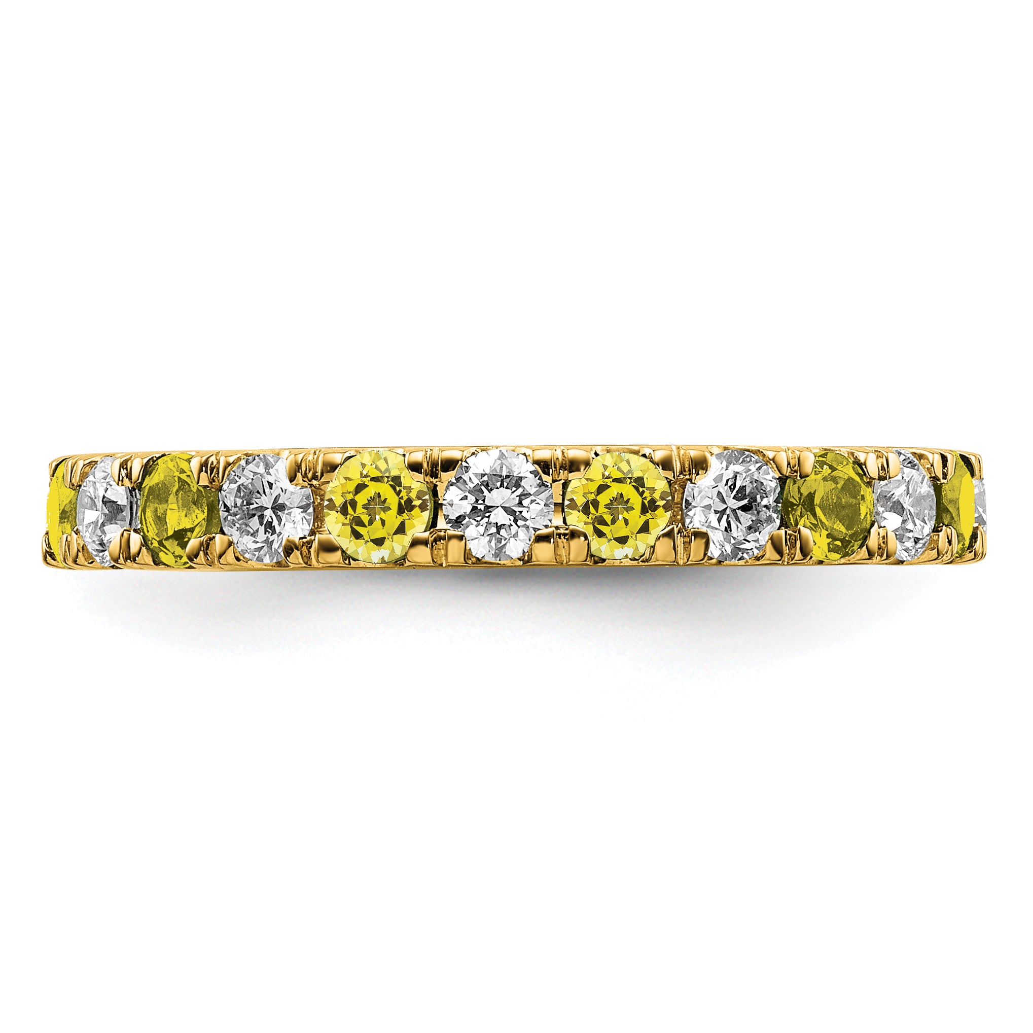 14k 3/4 carat Lab Grown Diamond VS/SI+ G+ and Lab Created Yellow Sapphire Size 7 Eternity Band
