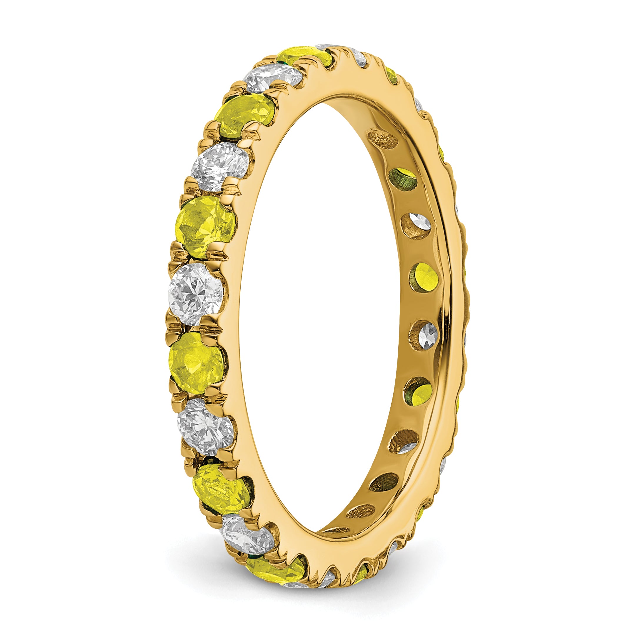 14k 3/4 carat Lab Grown Diamond VS/SI+ G+ and Lab Created Yellow Sapphire Size 7 Eternity Band