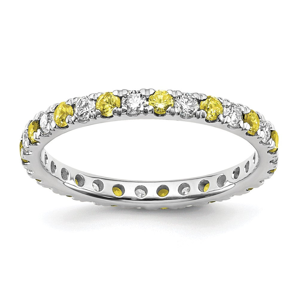 14K White Gold Lab Grown Dia VS/SI FGH & Cr Yellow Sapp Eternity B