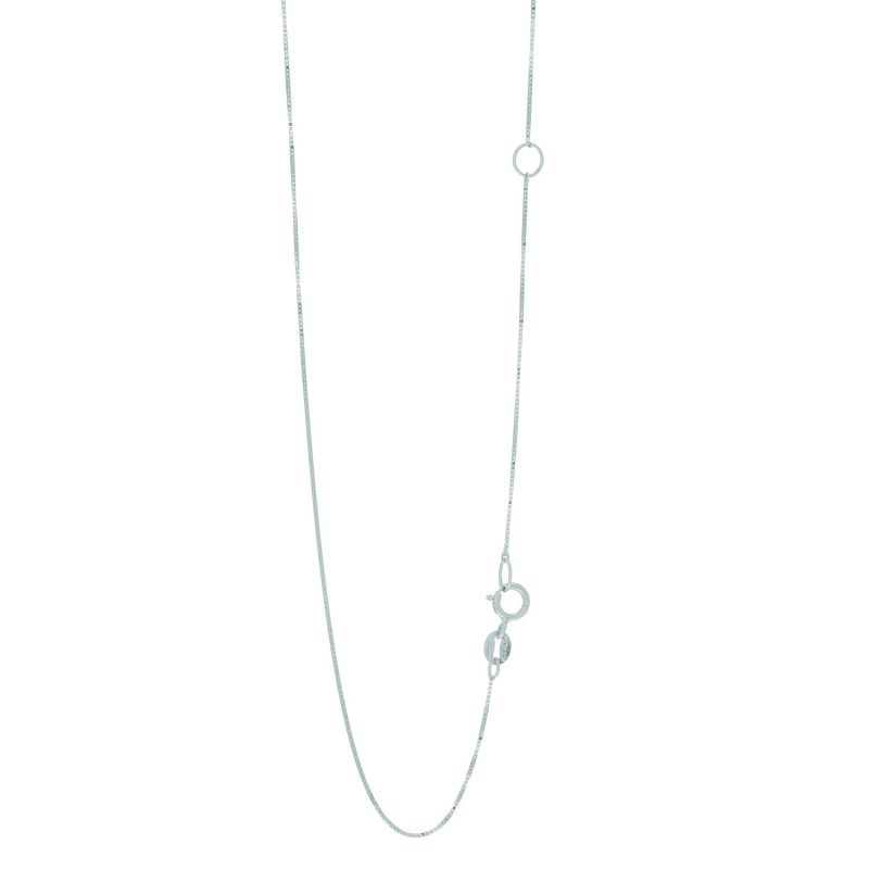 14K White Gold 0.6mm Extendable Box 18" Chain (Jump Ring at 16 inch) with Spring Ring