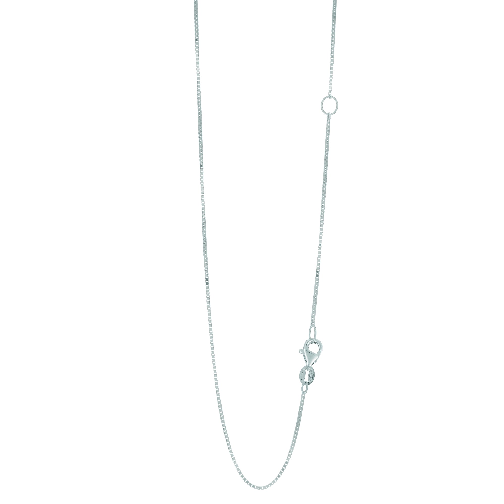 14K White Gold 0.8mm Extendable Box 20" Chain (Jump Ring at 16 inch) with Lobster Lock