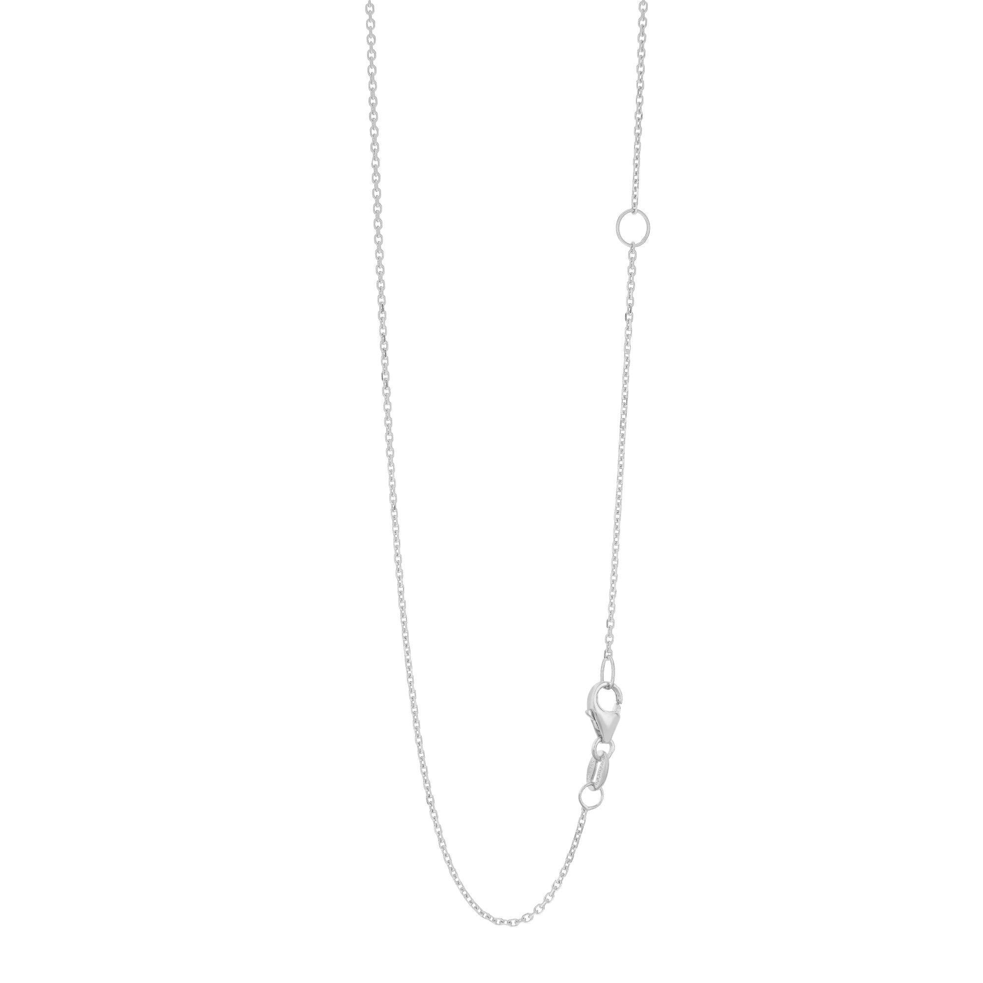 14K White Gold 1.1mm Extendable Diamond Cut Cable 20" Chain (Jump Ring at 16 inch) with Lobster Lock