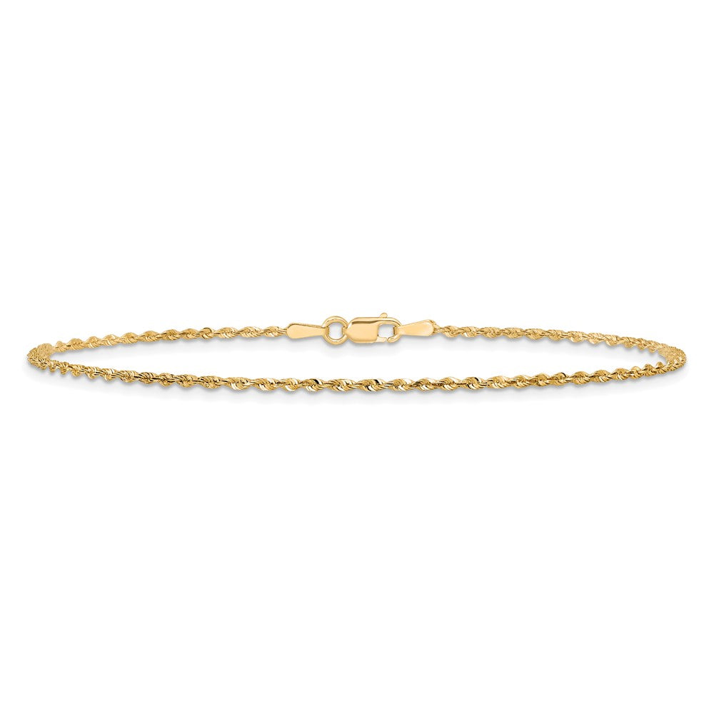 14K 8 inch 1.5mm Extra Light Diamond-cut Rope with Lobster Clasp Chain