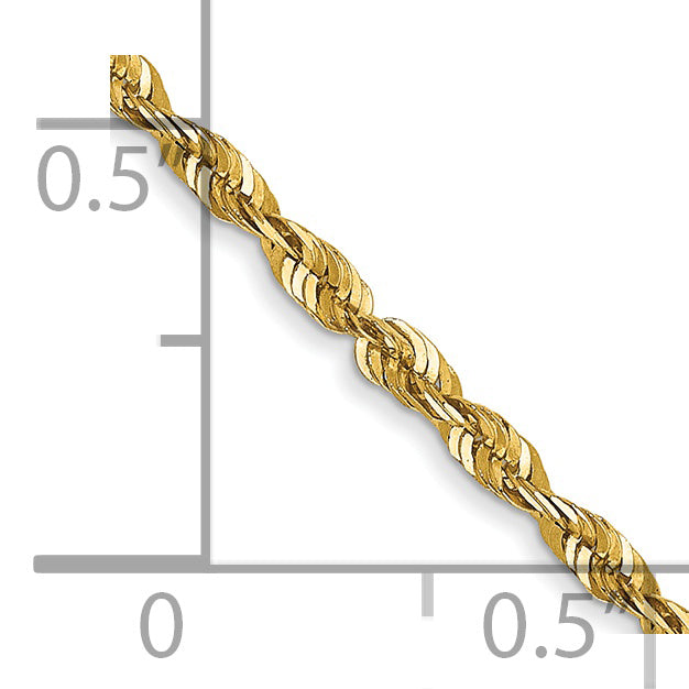 14K 24 Inch 1.8Mm Extra Light Diamond-Cut Rope With Lobster Clasp Chain