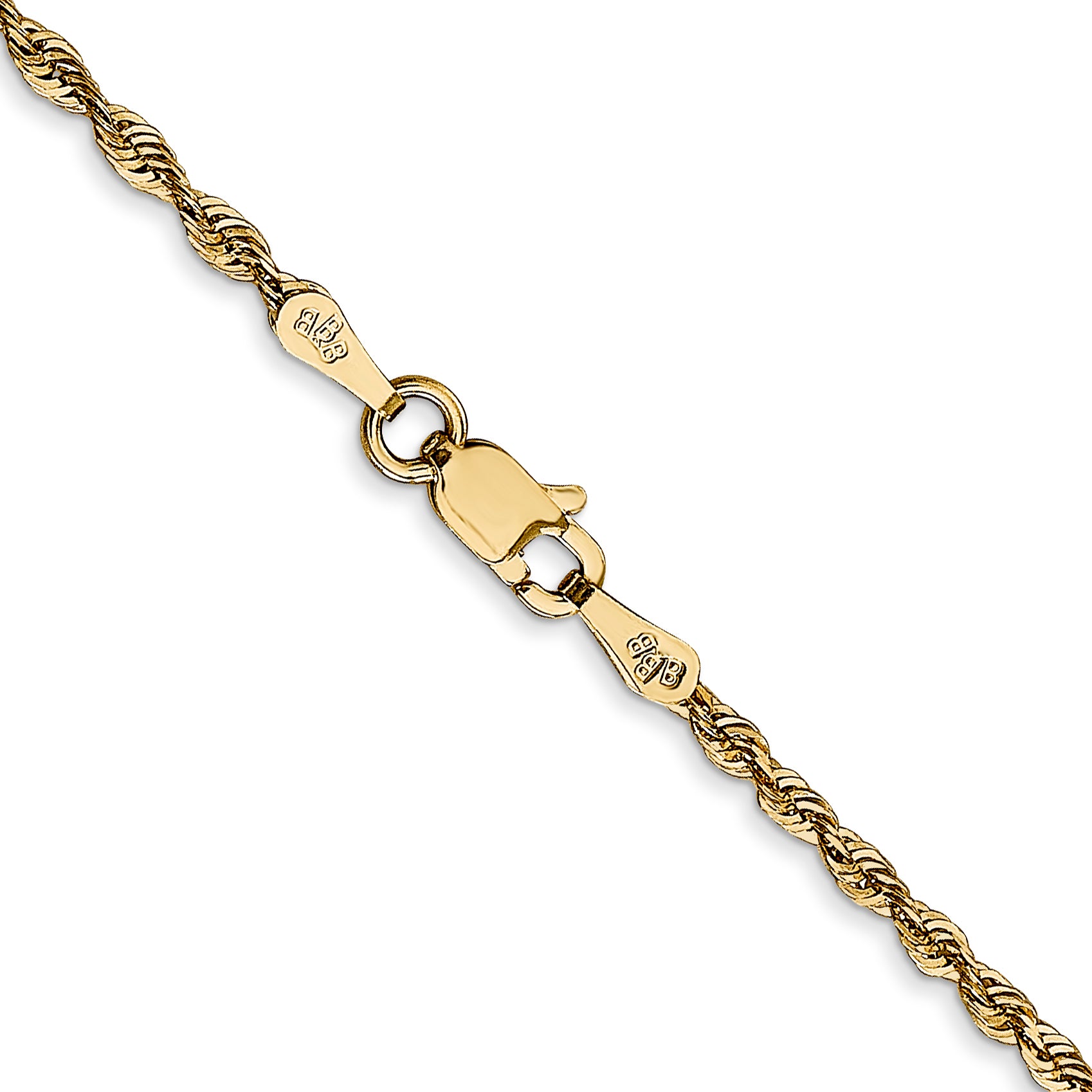 14K 16 Inch 2Mm Extra Light Diamond-Cut Rope With Lobster Clasp Chain
