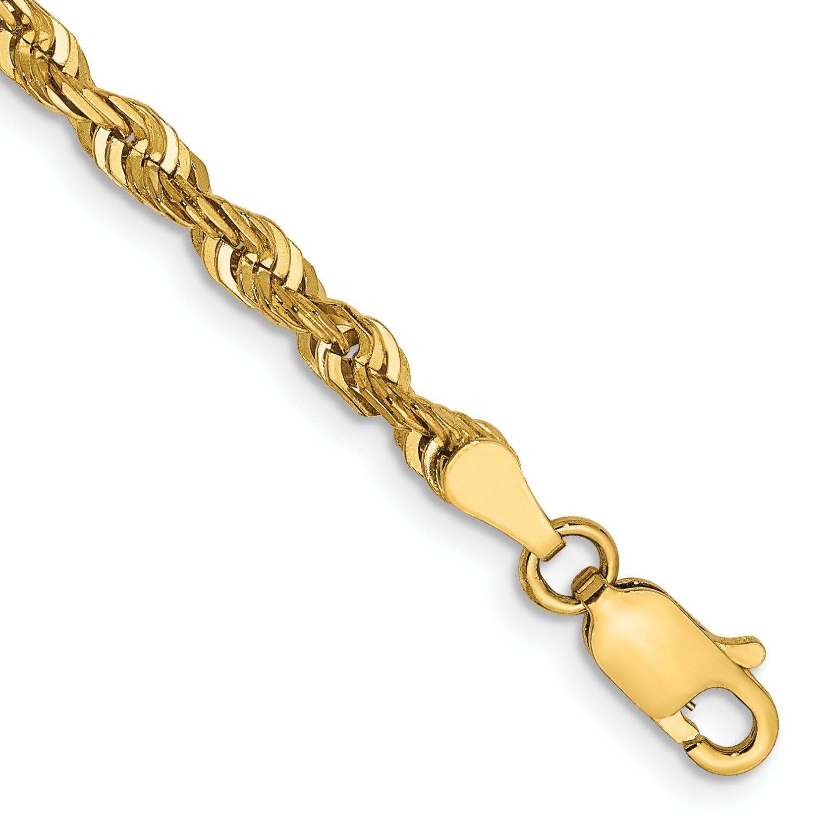 14K 8 Inch 4Mm Extra Light Diamond-Cut Rope With Lobster Clasp Chain