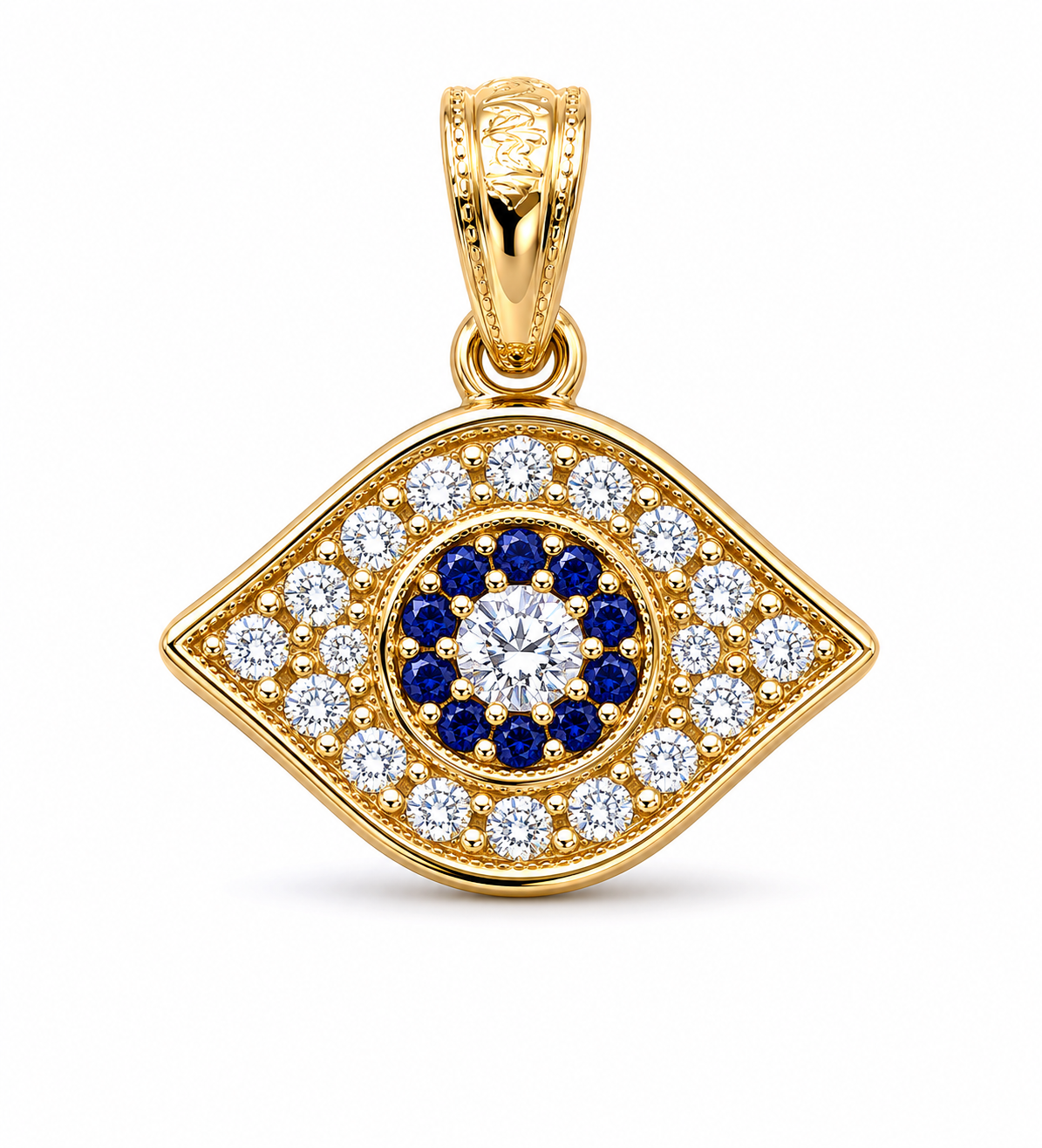 10KT Yellow Gold Evil Eye Pendant [A1B4]