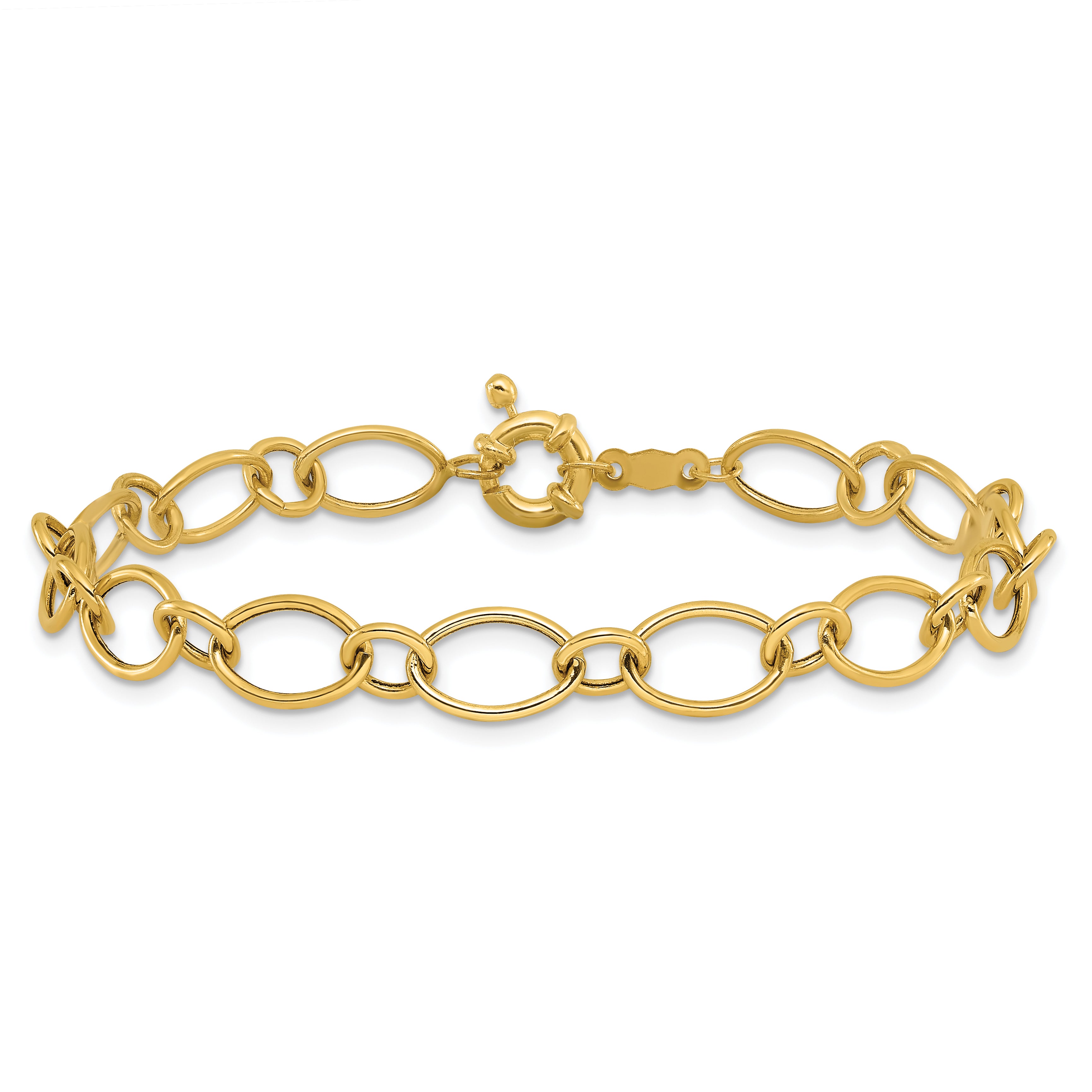 14k Oval and Circle Link 7.25 inch Bracelet