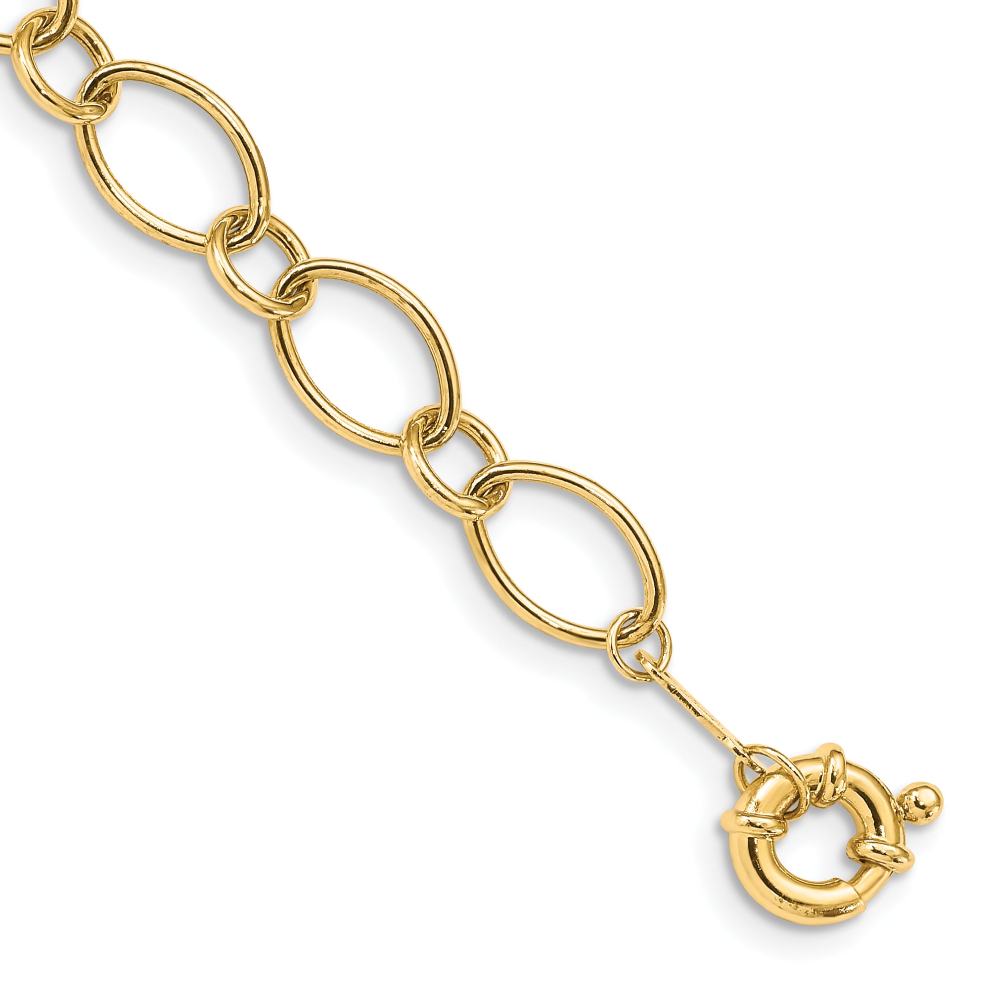 14k Oval and Circle Link 7.25 inch Bracelet