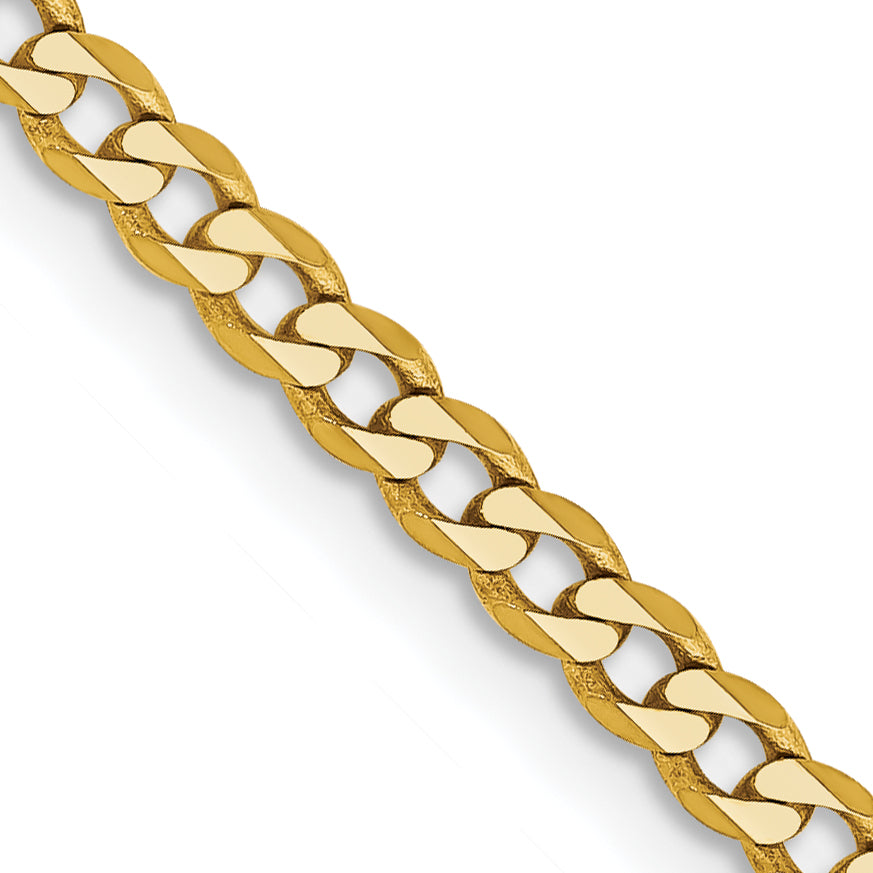 14K 24 Inch 2.3Mm Flat Beveled Curb With Lobster Clasp Chain