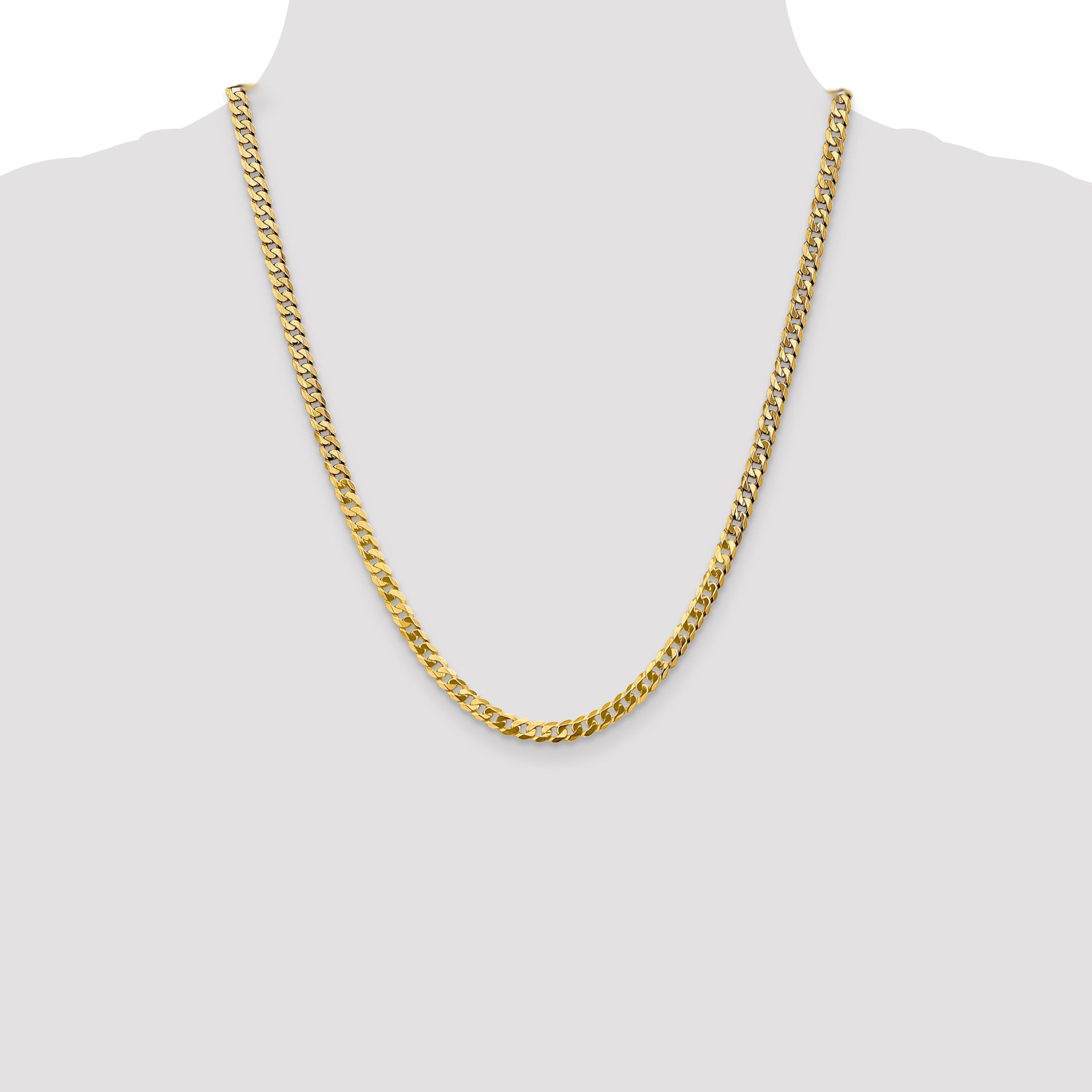 14K 7 inch 4.75mm Flat Beveled Curb with Lobster Clasp Bracelet