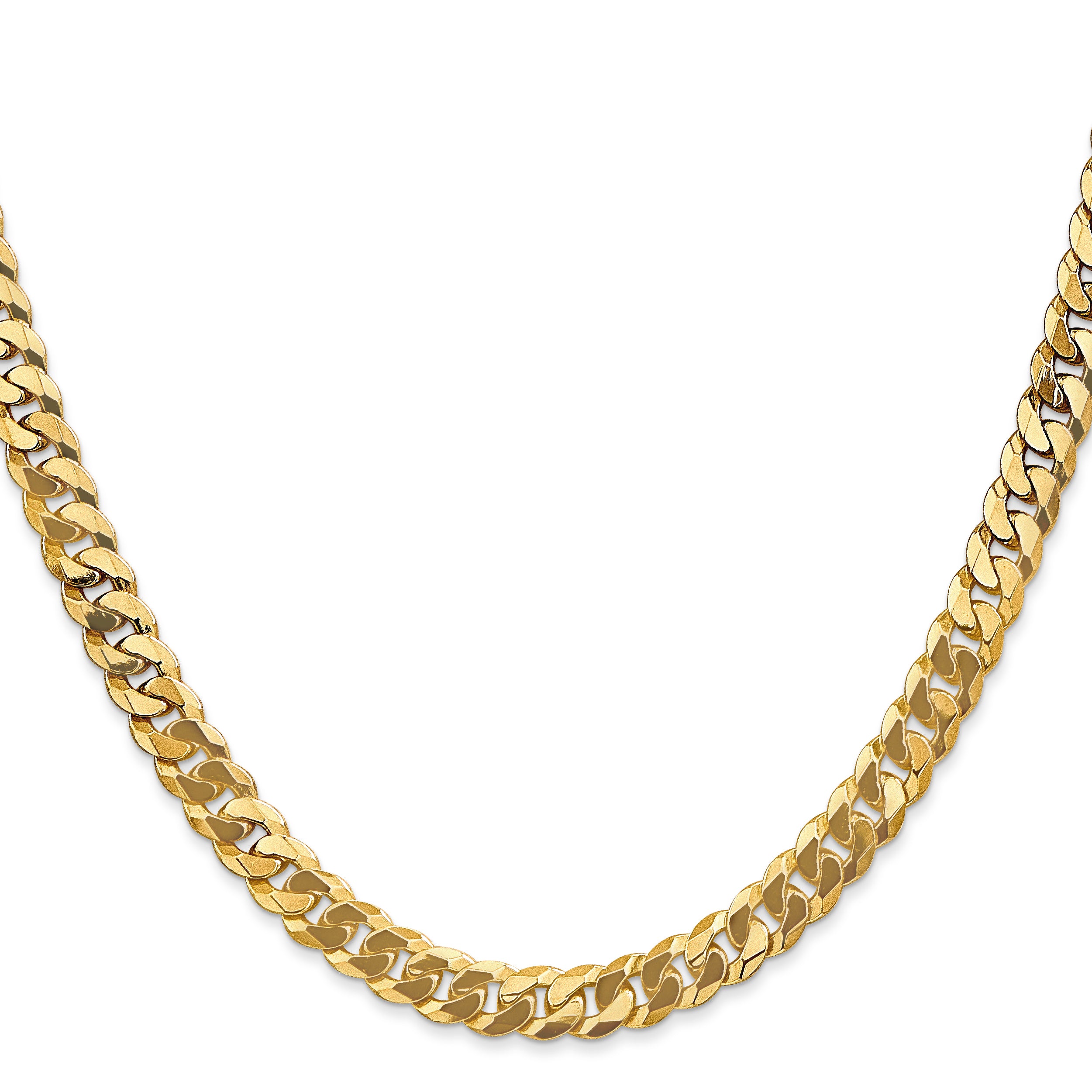 14K 26 Inch 6.25Mm Flat Beveled Curb With Lobster Clasp Chain
