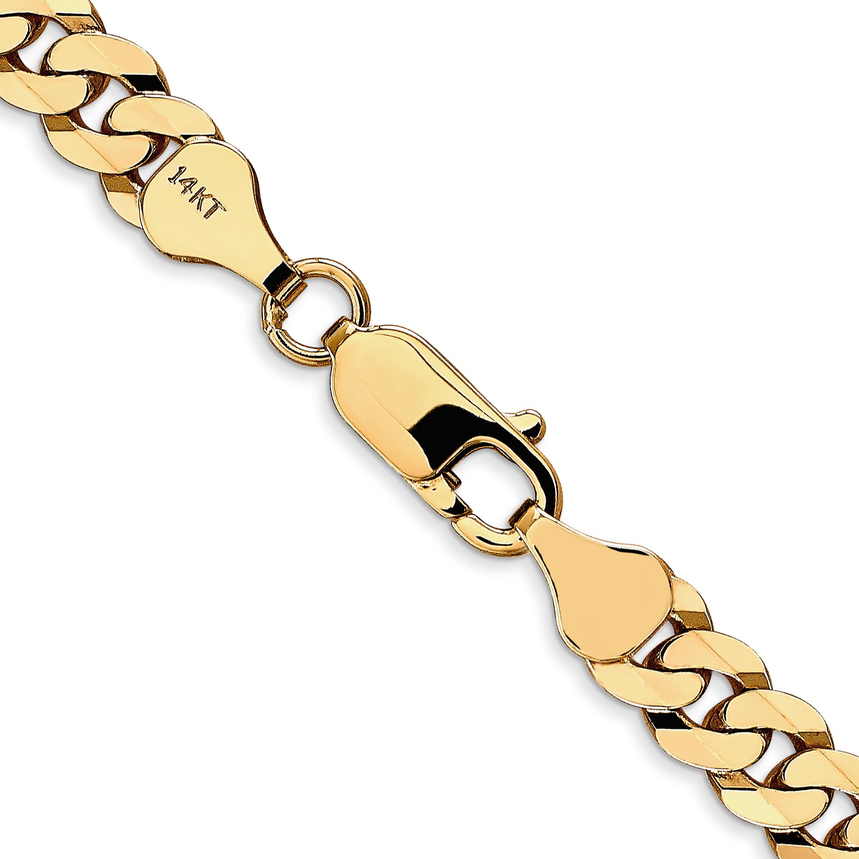 14K 26 Inch 6.25Mm Flat Beveled Curb With Lobster Clasp Chain